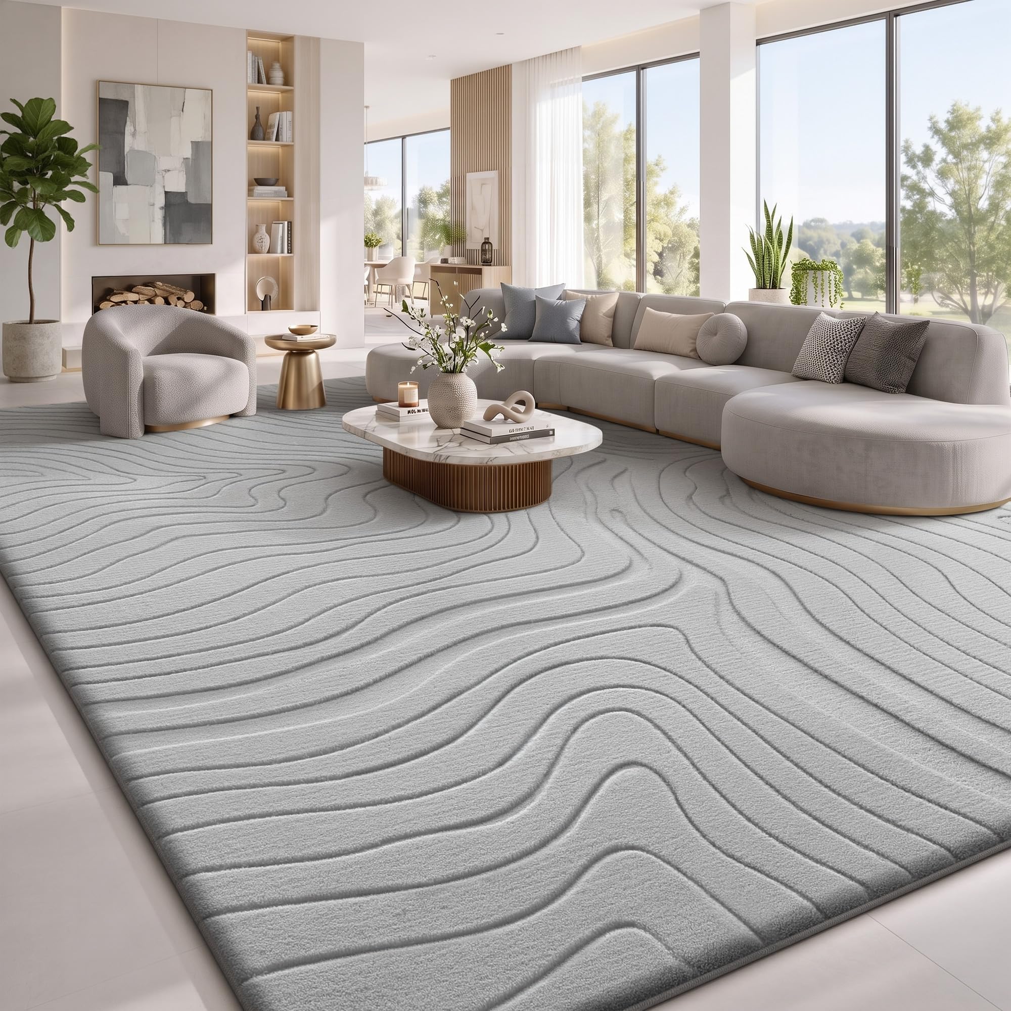 Treeboy Rugs Living Room, Large Light Grey Rug Carpet for Bedroom 160x230cm
