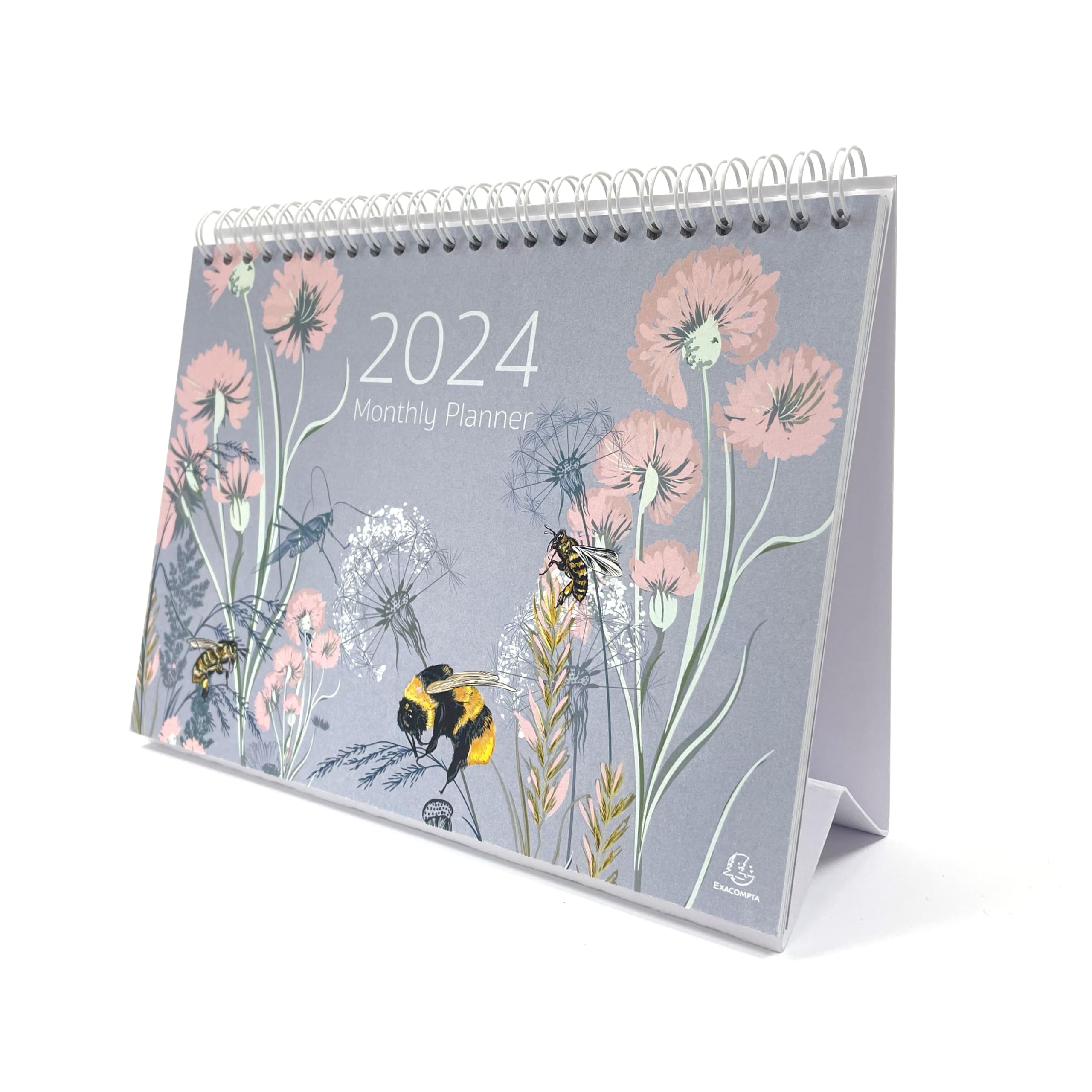 Exacompta GS037Z 2024 Desk Calendar Bee Design Month per Page 210mm x 150mm