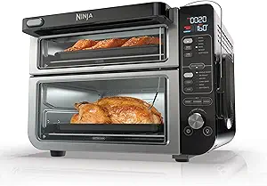 Ninja DCT451 12-in-1 Smart Double Oven with FlexDoor, Thermometer, FlavorSeal, Smart Finish, Rapid Top Convection and Air Fry Bottom