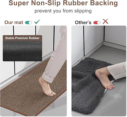 Miniatura 3 de KIMODE Alfombras de cocina de 20 x 70 pulgadas, antideslizantes, lavables, para suelo de cocina, tapetes de cocina grises absorbentes para piso,