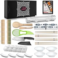 Takedento 23-Piece DIY Sushi Making Kit for Beginners - Transparent Bazooka, Bamboo Mats, Recipe eBook