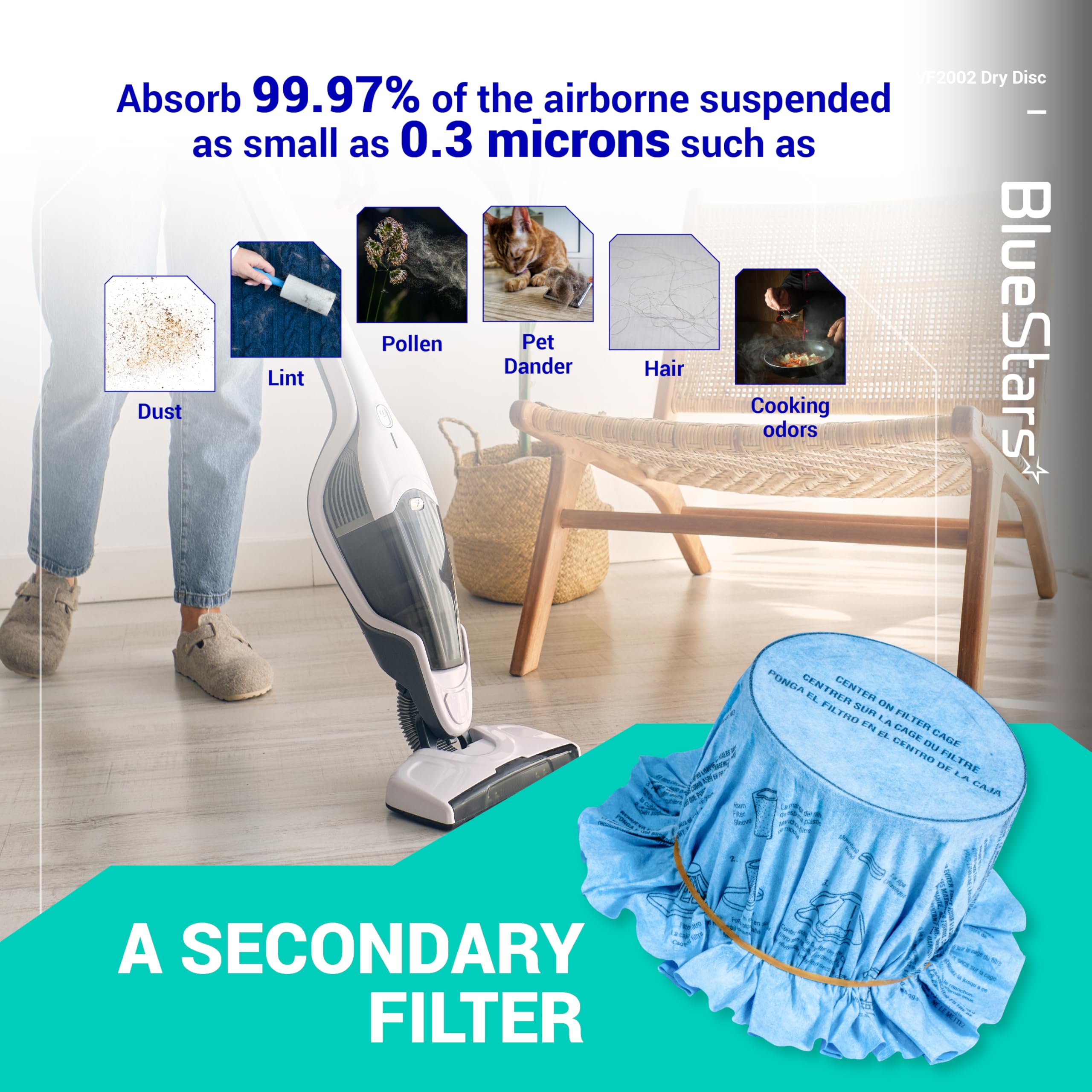 BlueStars Shop Vac Filter VF2002 90107 Lot De 10 Filtres à Disque Sec Pour Aspirateurs Secs Et Humides De 19,7 L Et Plus MACS-200D SS11-450 Vacmaster, Avec 4 Bandes De Retenue