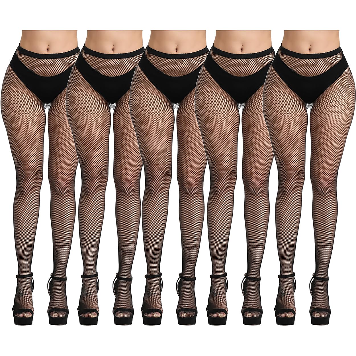 Womens High Waist Fishnet Stockings,Stretchy Fishnet Stockings Thigh Tights Pantyhose Stockings: One Size Black Mini Grid-5