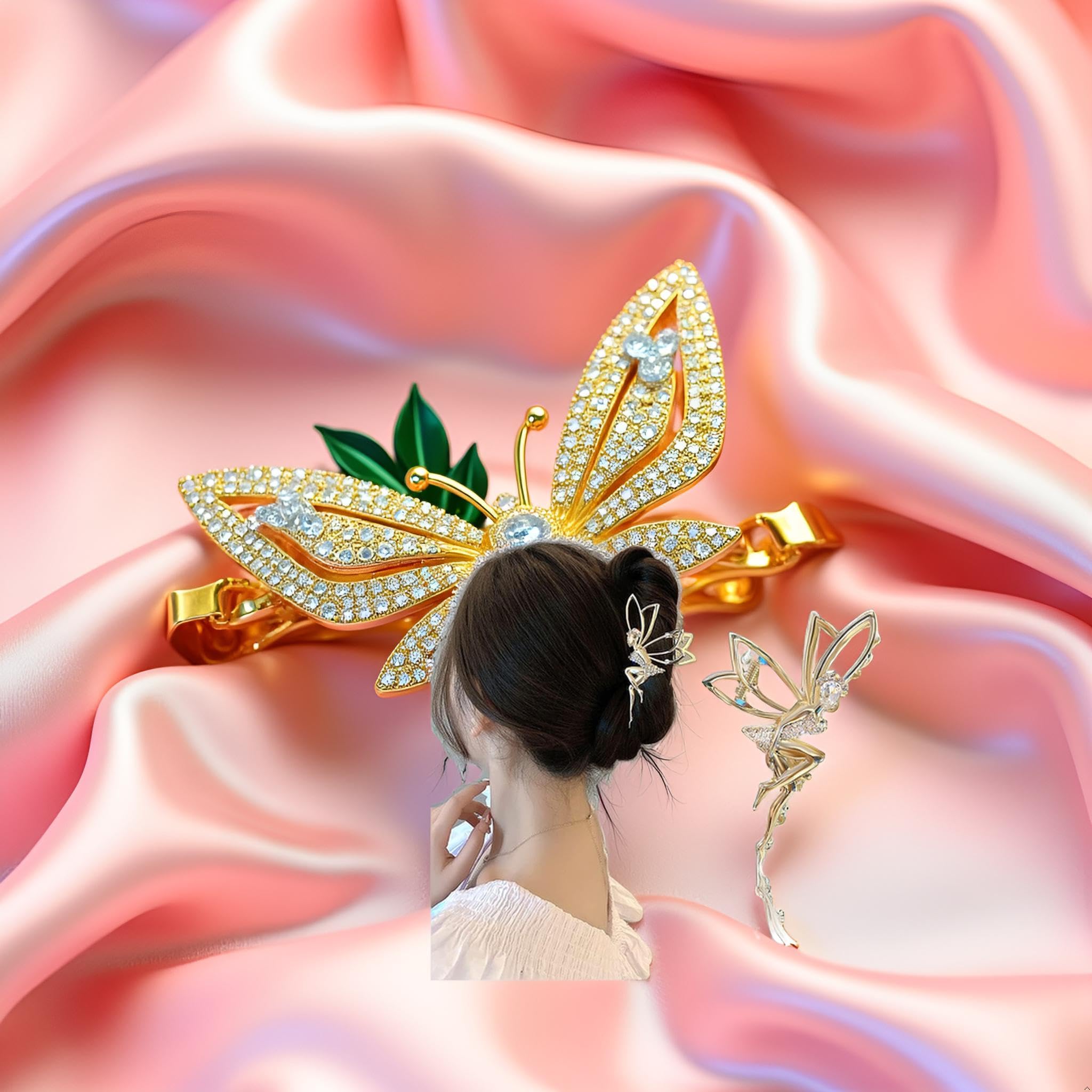✨️Elegant Gold Fairy Metal Hair Clip Metal Rhinestone Hair Clips for Girls - Fairy Hair Claws  main image 2
