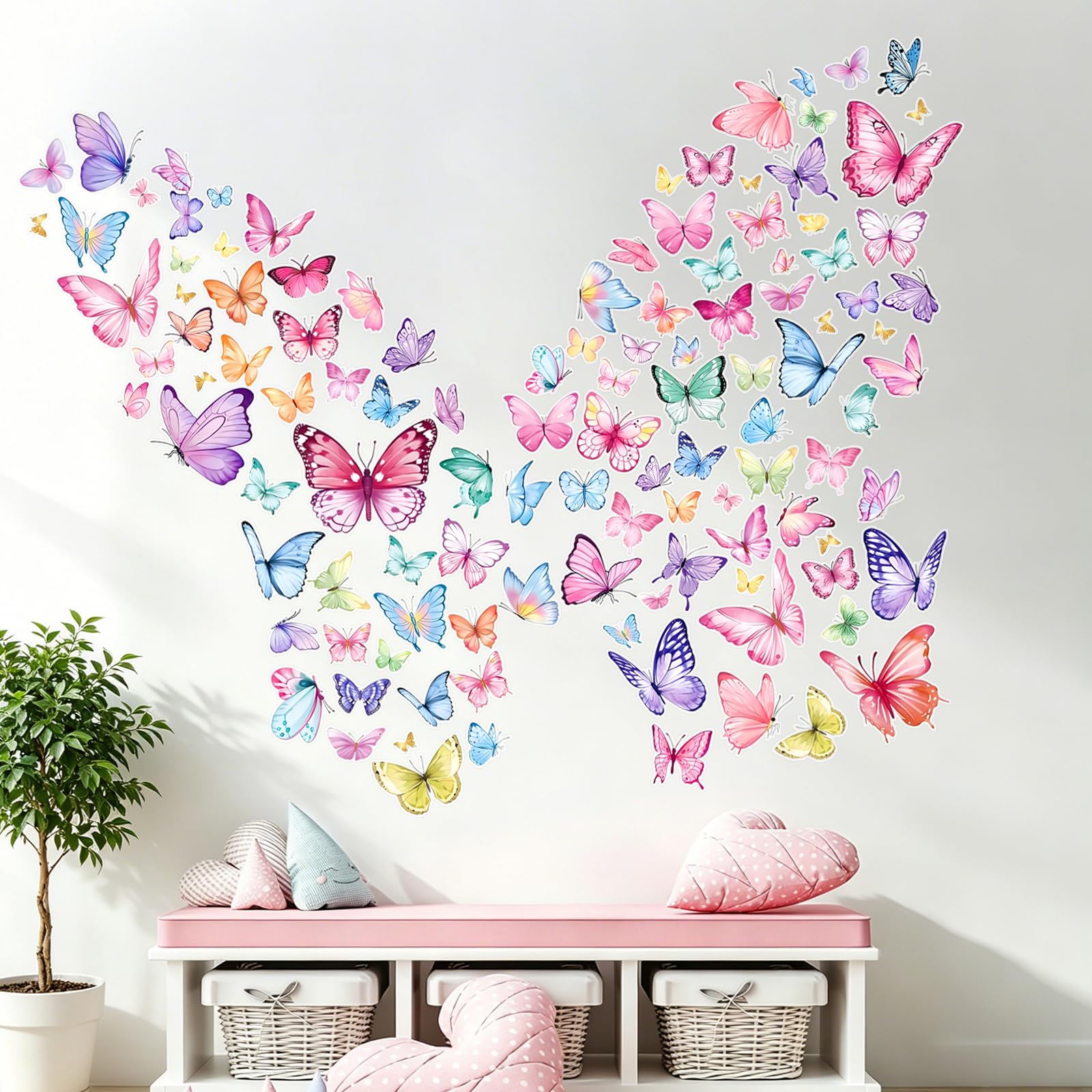 TEUYOE Butterfly Wall Stickers, Watercolor Butterfly Wall Stickers