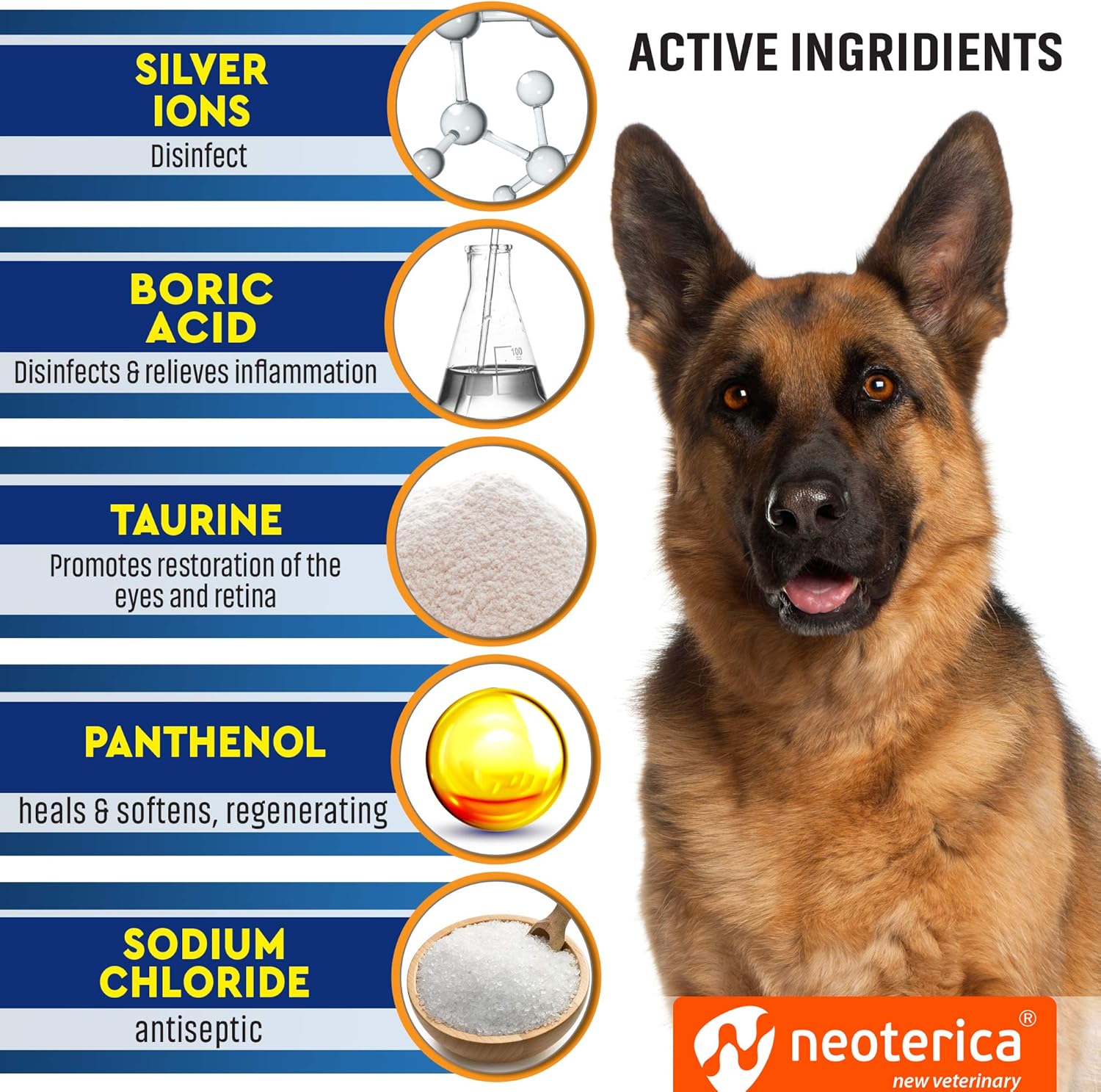 Pet Eye Wash Drops Help Prevent Pink Eye, Allergies Symptoms, Infections, Runny, Dry Eyes, Tear Stains & Conjunctivitis - Treatment Helps with Abrasions, Irritations - Dirt Crust & Discharge Remover : Pet Supplies