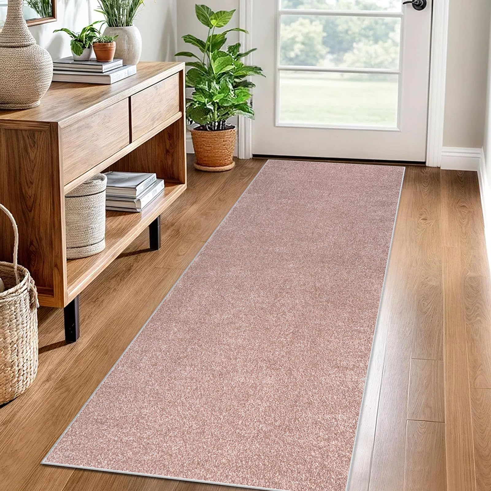 Carpet Runner for Hallway Non Slip Long 50 x 400 cm Washable Kitchen Runner Rugs for Hallway Heavy-Duty Absorbent Area Rugs Door Mats Carpet Floor Mat Hallway Runner Rug for Entryway Laundry Pink