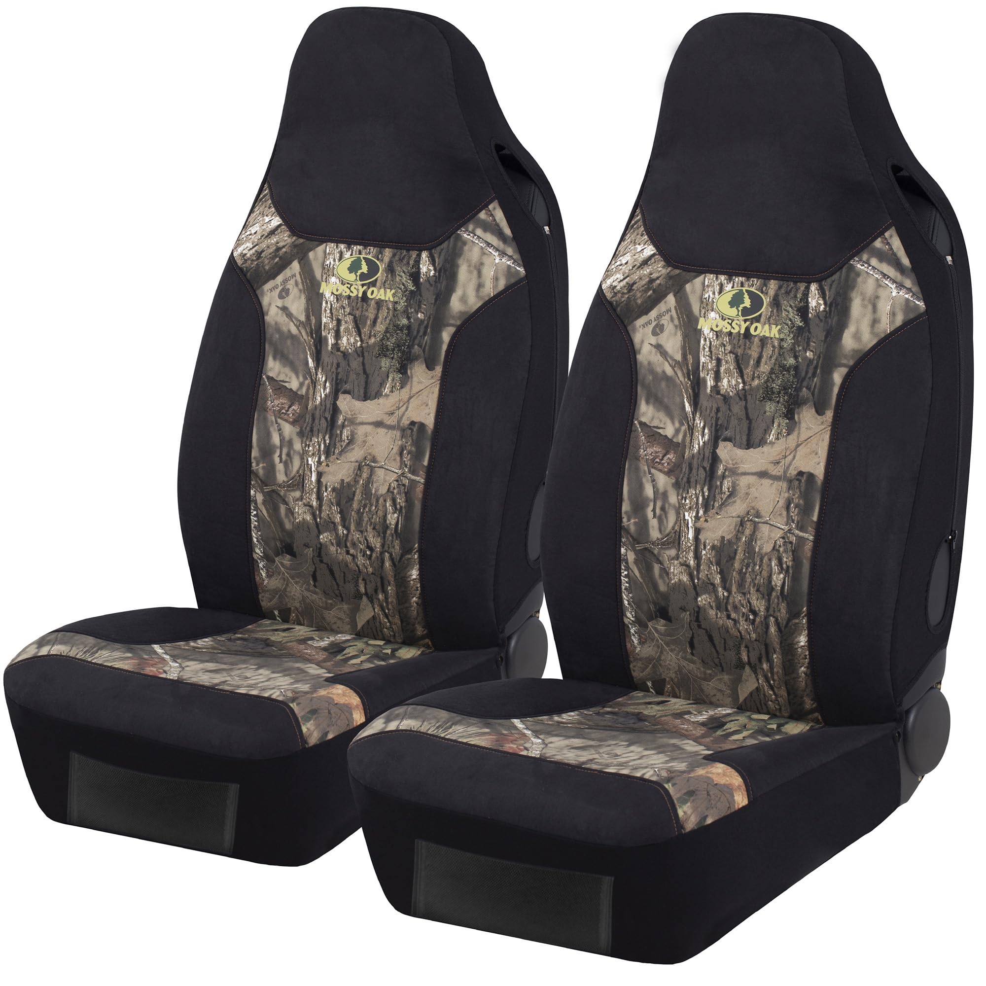 Mossy Oak High Back Camo Seat Covers, Airbag Compatible, Large Size to Fit Truck Seats - Made with Cotton & Suede Fabric - Official Licensed Product
