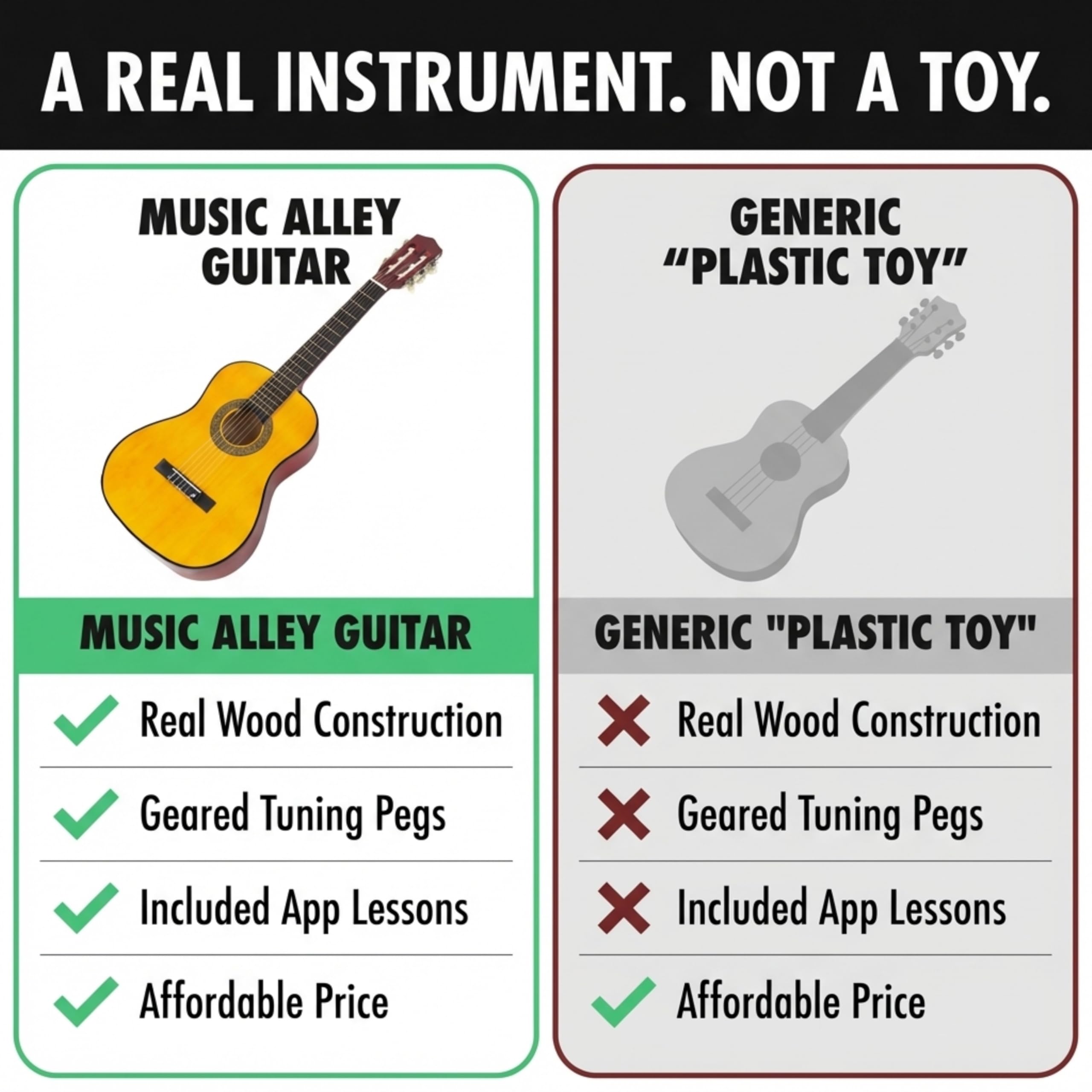 Music Alley 34 Inch Junior Classical Guitar for Kids Natural | Nylon string classical beginner guitar for children with online lessons for school and home practice product thumbnail 8