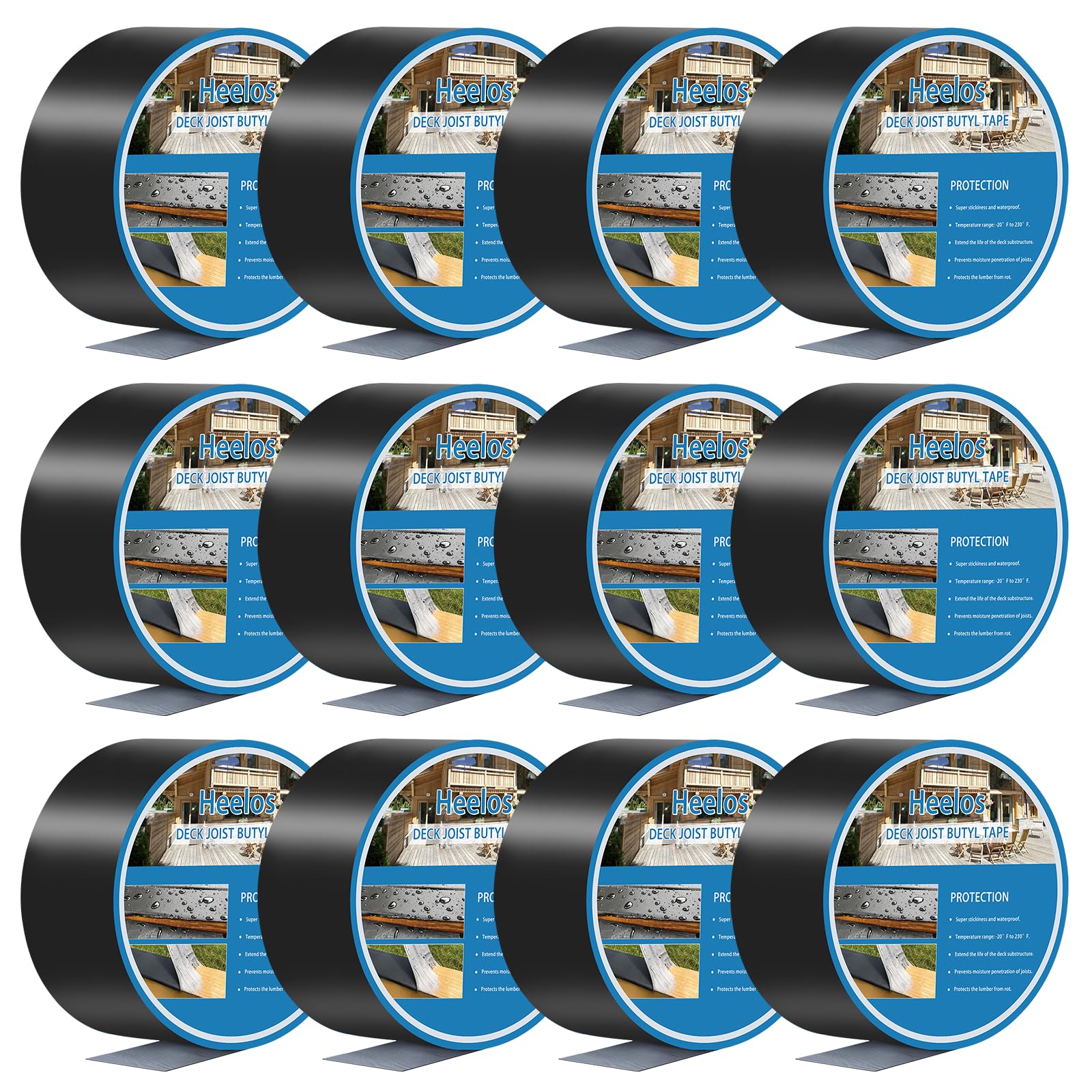 Heelos Deck Joist Tape Butyl Joist Tape 1-5/8'' x 50' Flashing Joists Tape for Decking for Flashing Decks and Beams Building Joists(12 Rolls)