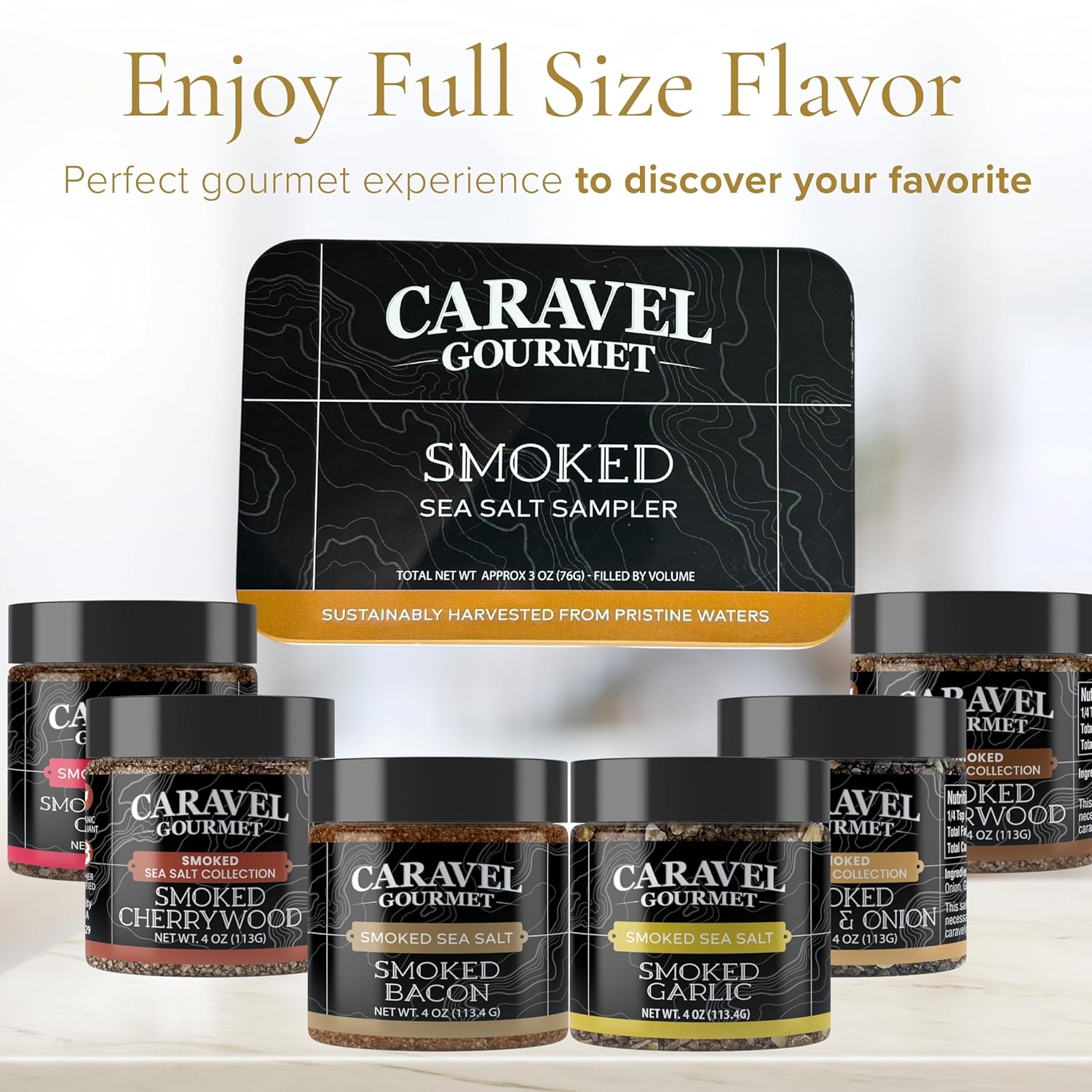 Smoked Sea Salt Sampler Set – 6-Flavor Grilling & Cooking Salts Bundle, 0.5 oz Each – Finishing Salt & Spice Variety Pack Gift for Special Occasions – Caravel Gourmet