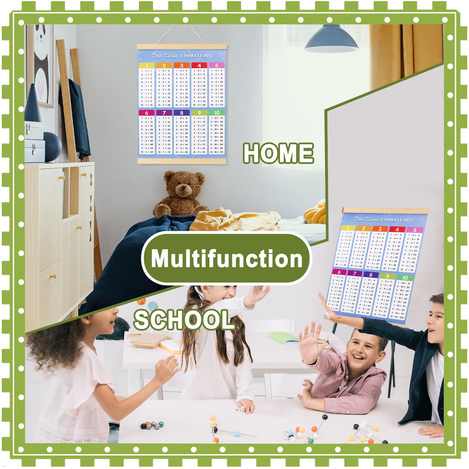 1confezione da 13 fogli tabelline per bambini,giochi di numeri matematici da tavolo,2 pennarelli cancellabili a secco e 2 anelli,Flashcard di moltiplicazione,Materiale Educativo per Bambini dai 3 Anni