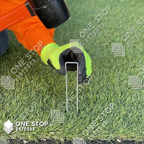 Miniatura 8 de Paquete de 1000 estacas de jardín de 6 pulgadas, grapas de césped tipo U para césped artificial, estacas de césped a prueba de óxido, vallas de