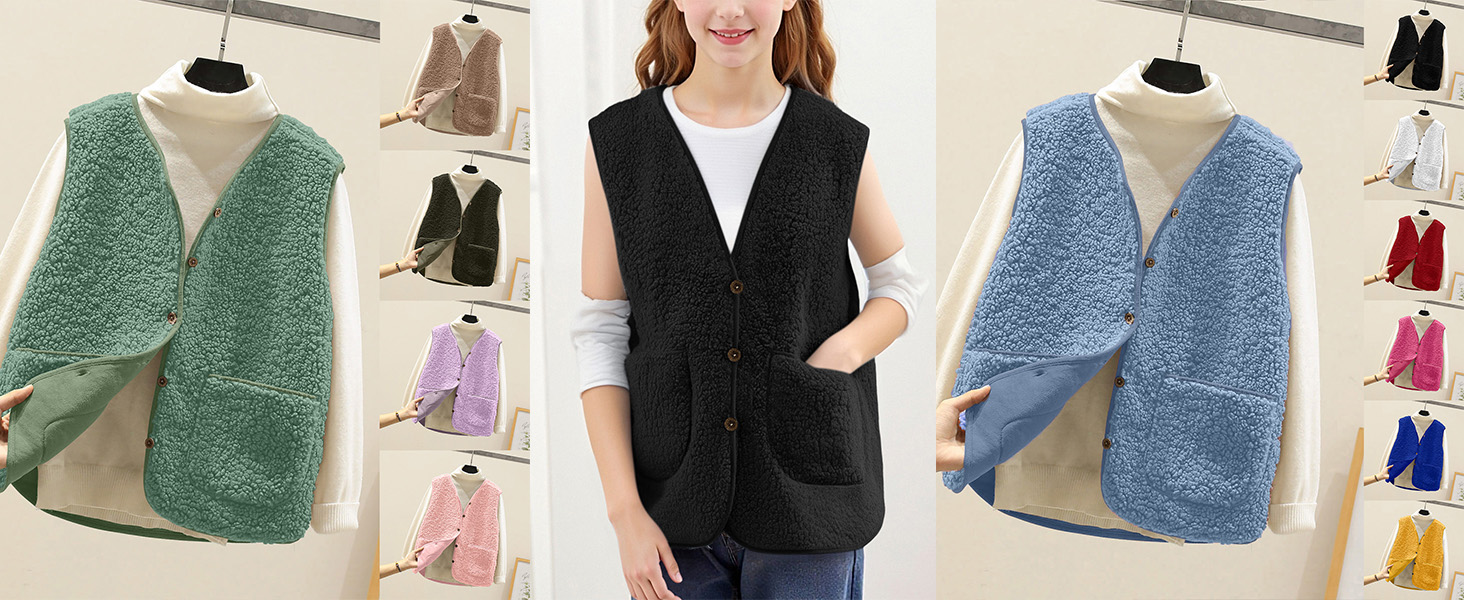 Kuschelige Teddyfleece-Weste Für Kinder - Ärmellose Übergangsjacke Mit V-Ausschnitt Für Herbst & Winter