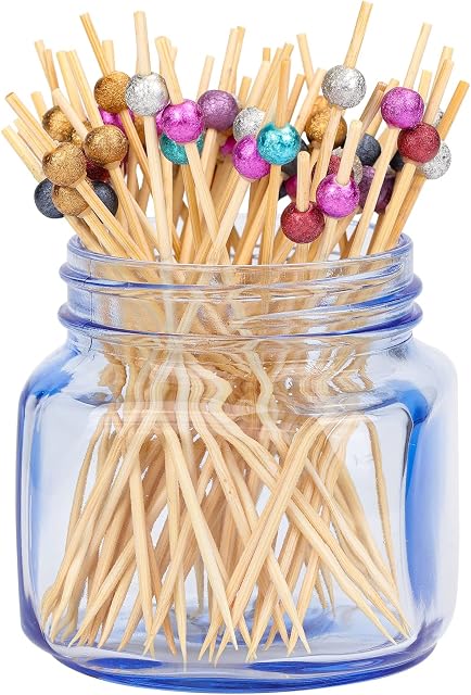 Cocktail Sticks Wooden Fruit Stick Natural Bamboo Swizzle Picks Appetizer Toothpicks for Sandwiches Snacks Drink Desserts Cake Pastry 100PCS