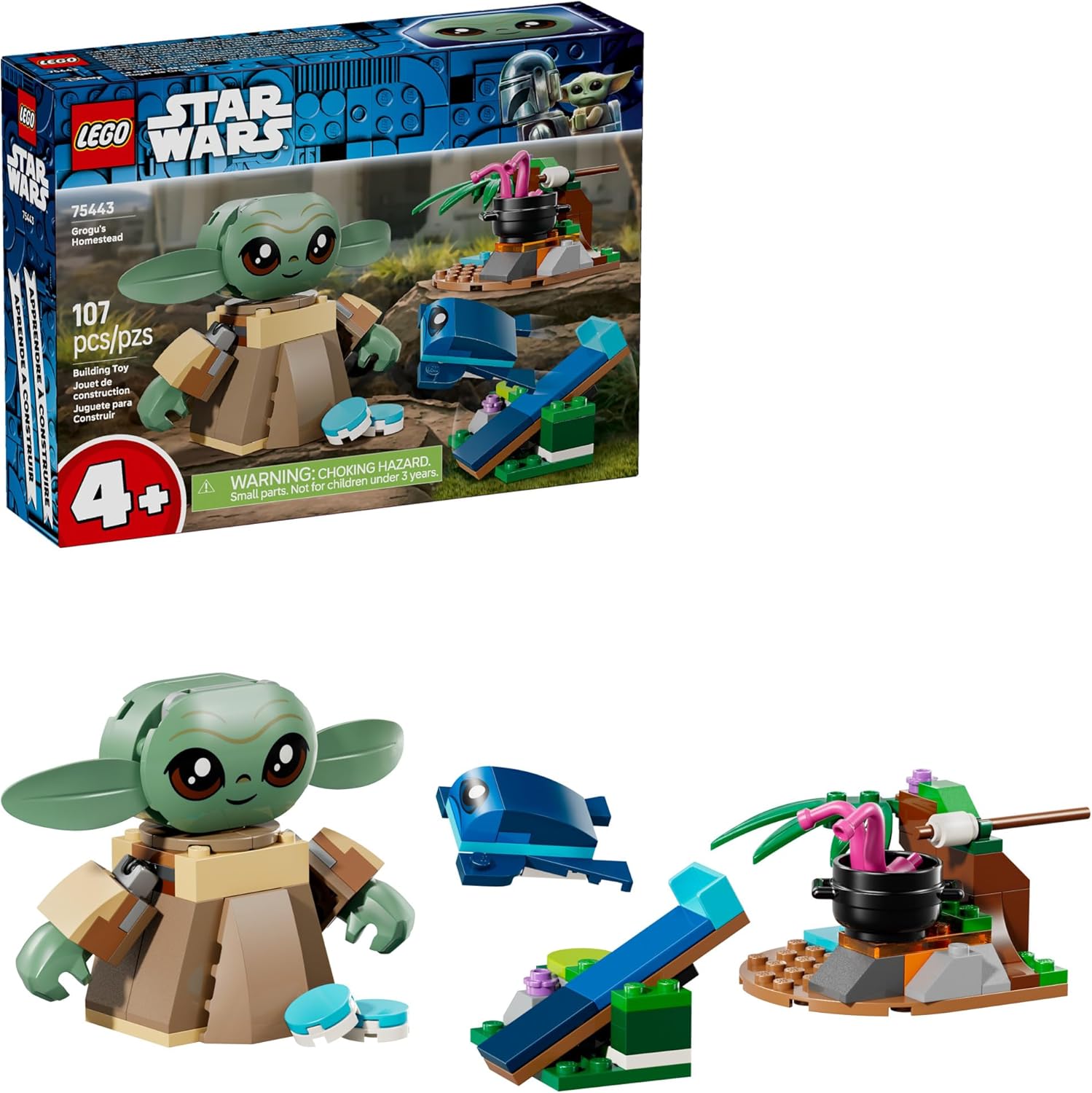 LEGO Star Wars Grogu’s Homestead Building Toy for Boys & Girls - The Mandalorian Pretend Play Set W/Sorgan Frog & Poseable Grogu Figures for Preschool Kids, Ages 4+ - Gift Idea for Birthdays - 75443