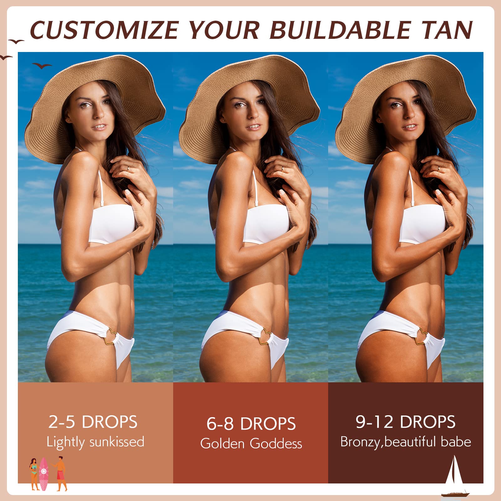 Gotas autobronceadoras: seguras y efectivas para la cara y el cuerpo|Gotas de bronceado 100% naturales con ingredientes orgánicos|Gotas bronceadoras para la cara con crema hidratante|Vegano y cruel