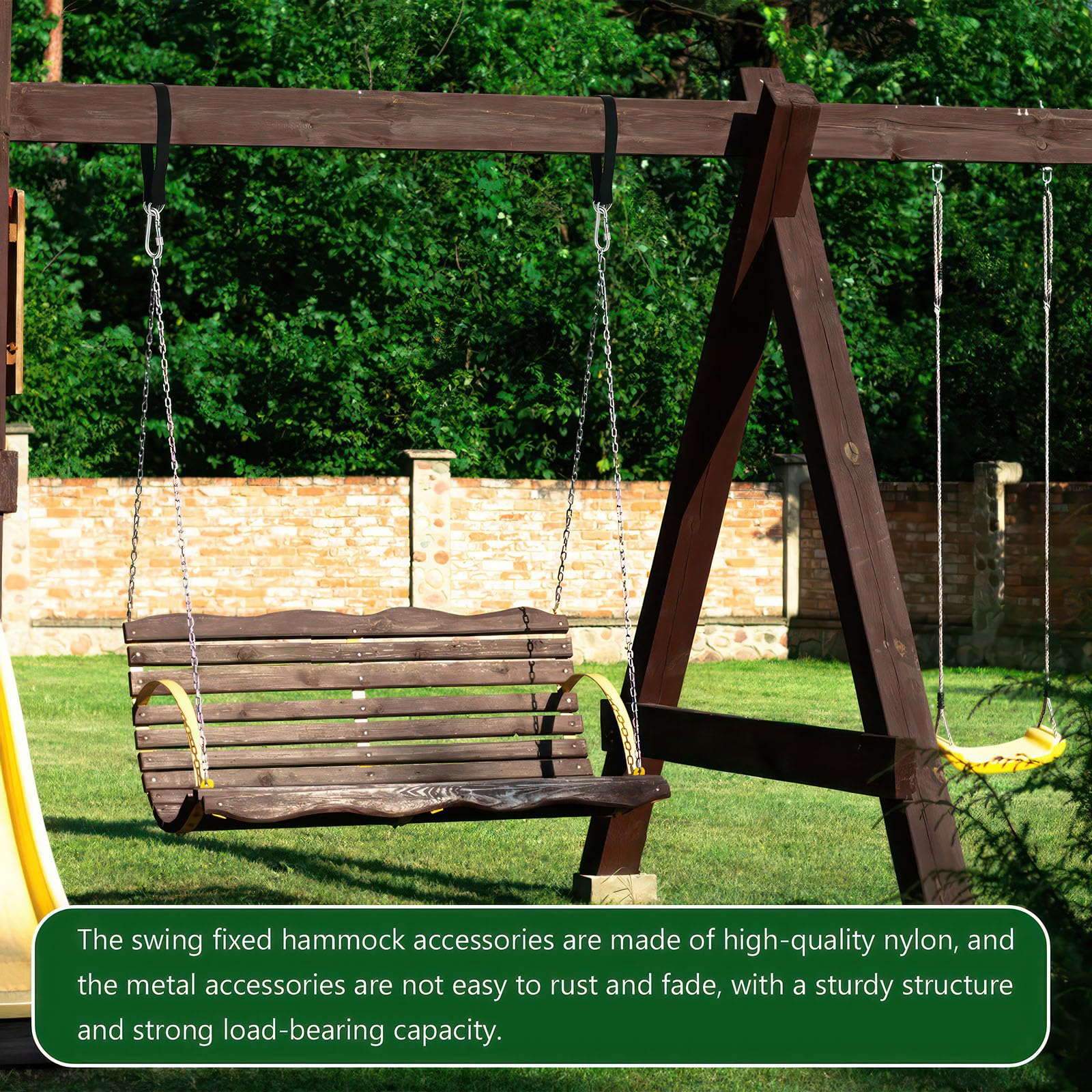 Set di Sangle Hamac 50 cm x 25 mm Sangles de Suspension pour Balançoire Arbre avec Mousquetons et Anneaux en D