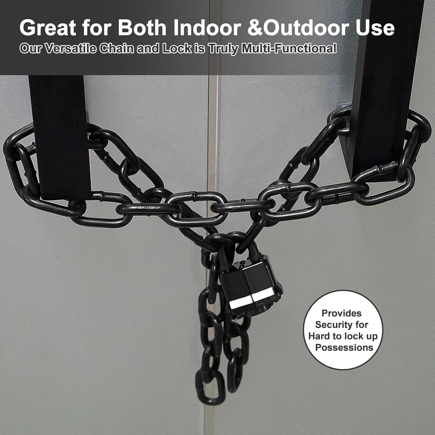 Heavy Duty Chain Lock,Security Chain Hardened 8mm Thick with Weather-Resistant Keyed Padlock, Perfect for Indoor Outdoor Motorcycles, Bikes,Generator, Gates,Fence,Furniture (47 inch Chain+Lock)