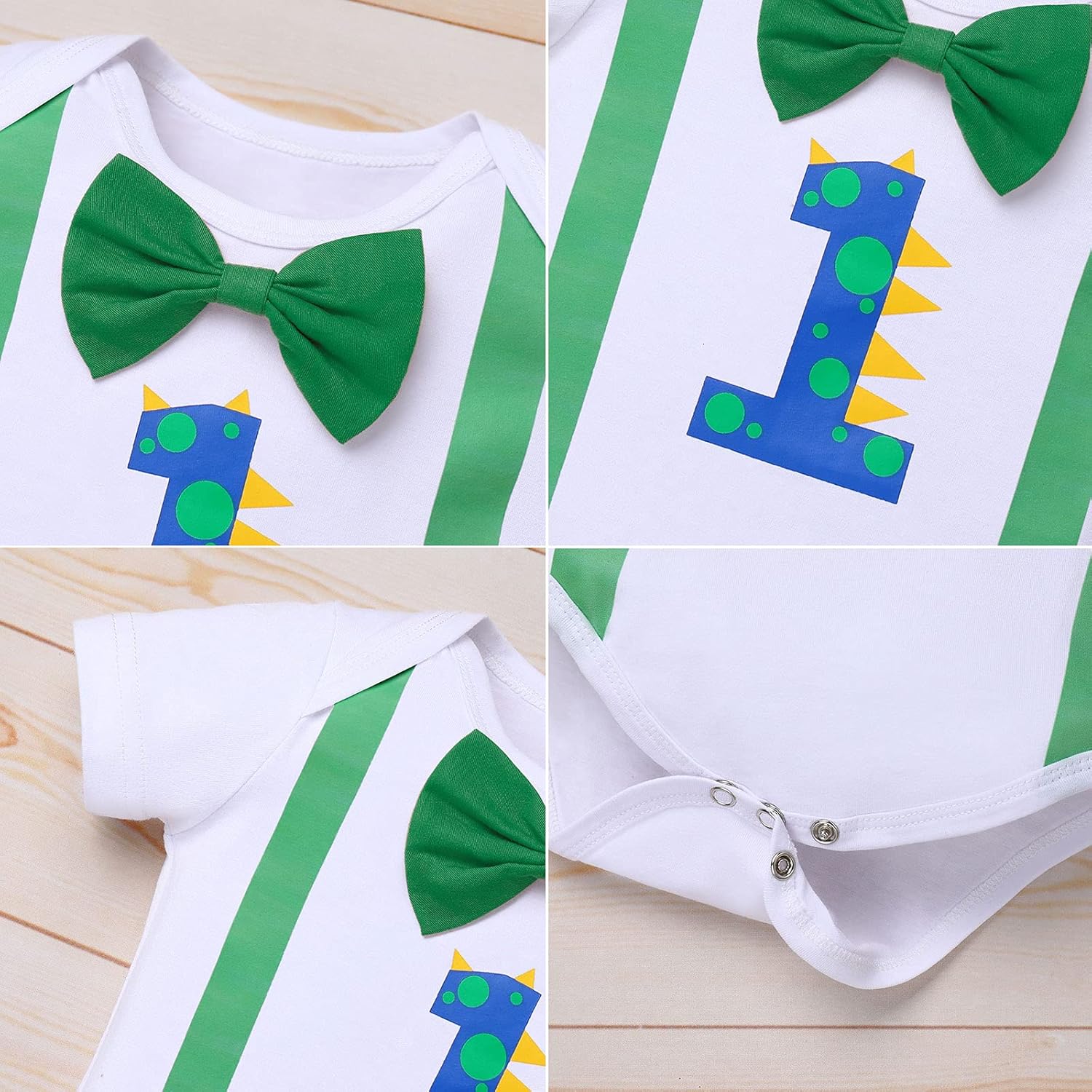 Circus Carnival Theme 1st Birthday Cake Smash Outfit for Baby Boy Suspenders Bowtie Hat Photo Props Costume Green-dinosaur 1T : Clothing, Shoes & Jewelry