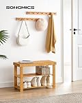 SONGMICS Shoe Rack Bench, 3-Tier Bamboo Shoe Storage Organizer, Entryway Bench, Holds Up to 130 kg, 28.7 x 70.1 x 45.3 cm, for Entryway Bathroom Bedroom, Natural ULBS04N