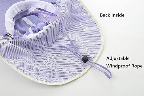 Miniatura 3 de Sombrero de protección solar UV para mujer, plegable, con solapa para el cuello, sombrero de pesca de ala ancha con agujero para cola de caballo