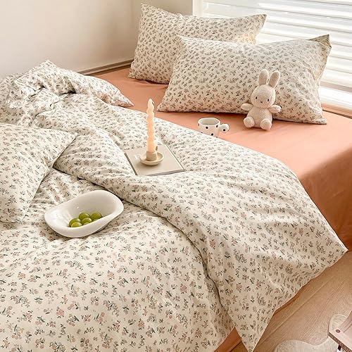 Miniatura 5 de Funda de edredón floral bohemia tamaño Queen, funda de edredón floral estética de algodón rosa, juego de ropa de cama floral rosa, funda de edredón