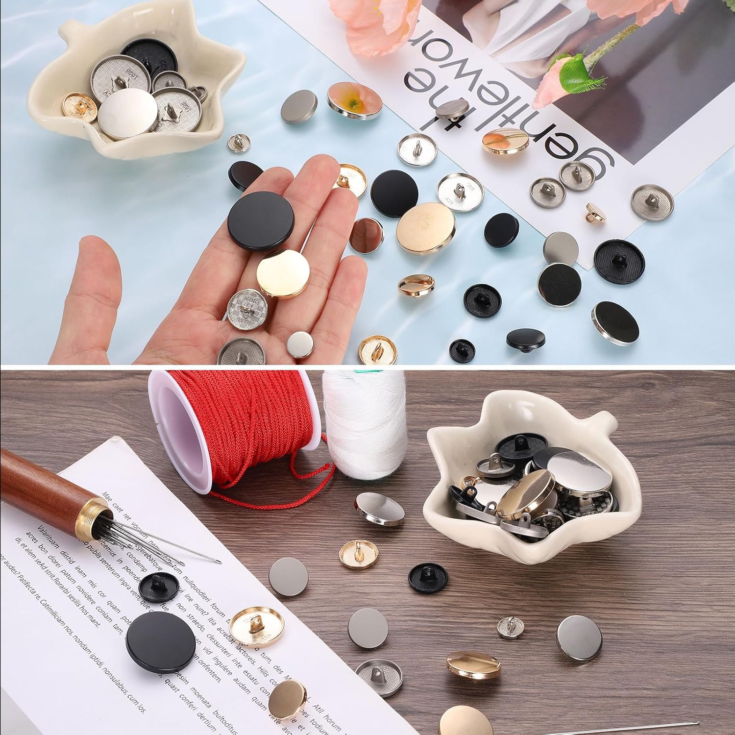 HARFINGTON 10pcs 32L Metal Round Flat Sewing Buttons 20mm Alloy Shank Craft Replacement Button for Men Women Suit Woolen Coat Shirt Trousers Sewing Crafts, Matt Black - Image 5