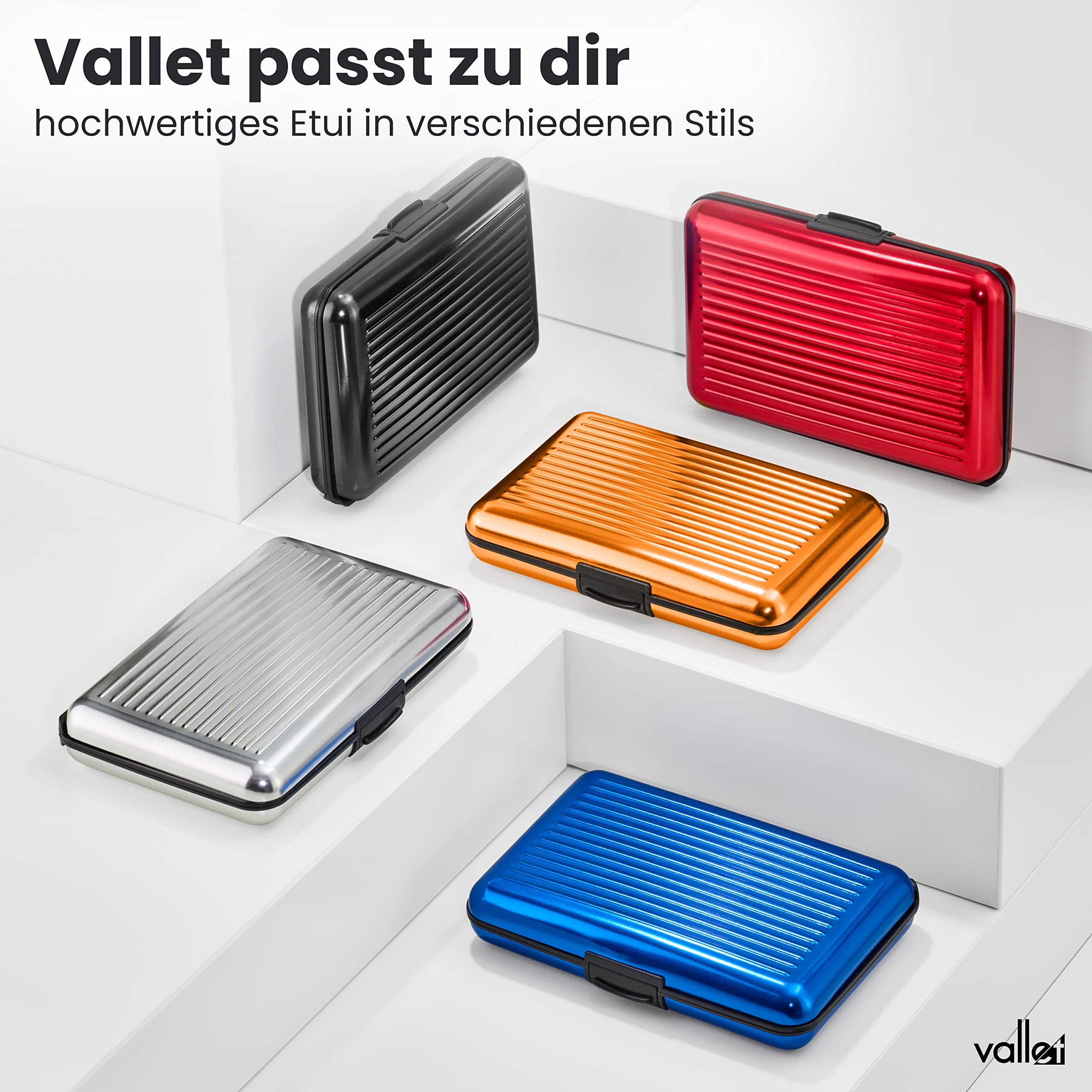 VALLET® Kreditkartenetui aus Aluminium | Ideal als Kartenetui & Visitenkarten Etuis | NFC & RFID Schutzhülle | Schützt Ihre EC-Karten vor unerlaubtem Auslesen | für Damen & Herren