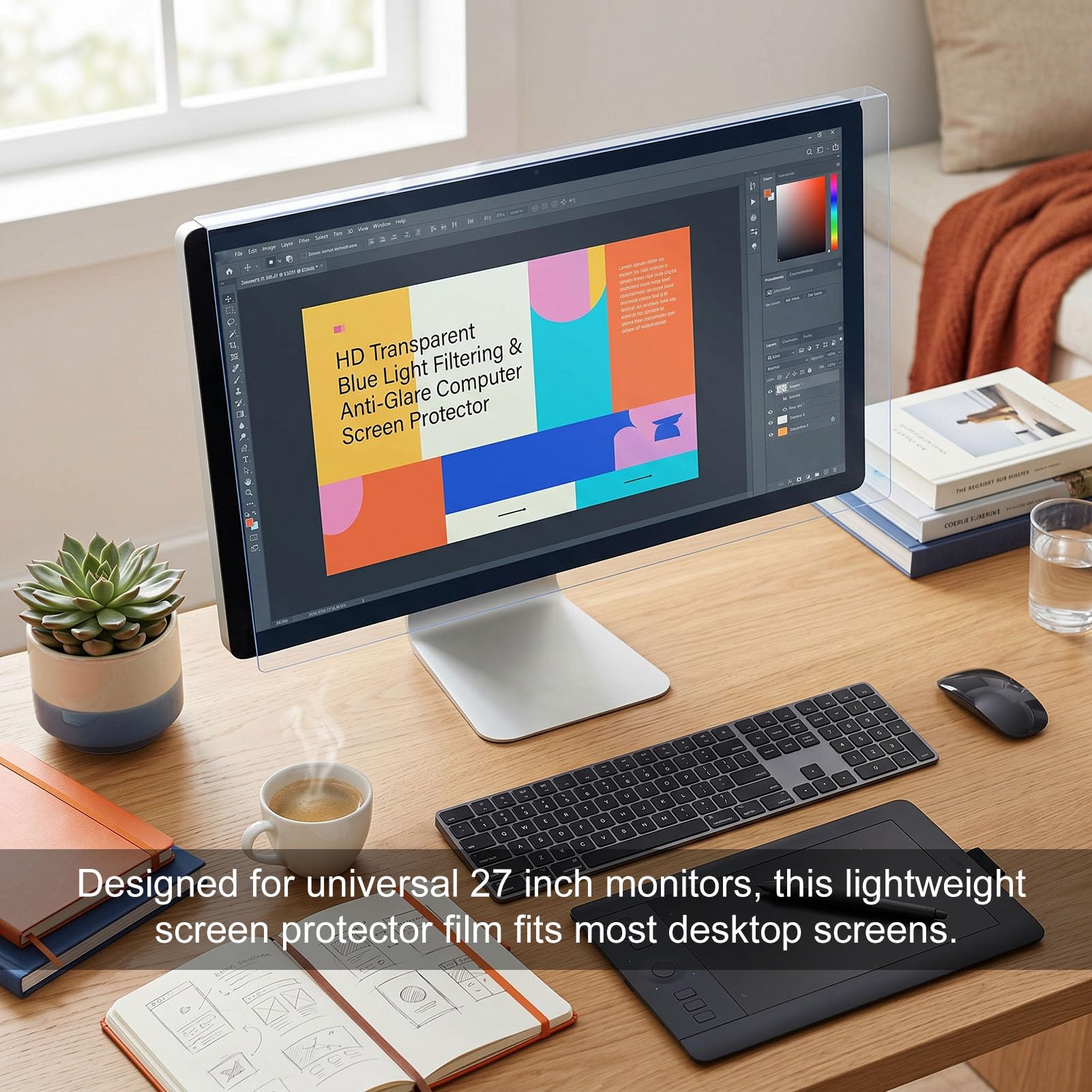 Bewinner Pellicola Salvaschermo per Computer per Monitor da 27 Pollici, Filtro Blocca Luce Blu per Display LED, Pellicola Acrilica Antiriflesso per Impiegati e Programmatori