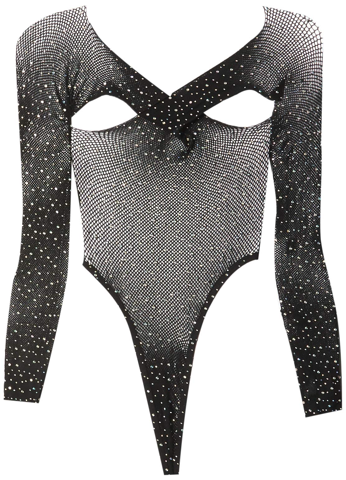 Leg Avenue Women's Rhinestone Fishnet Cross Over Shrug Top Bodysuit Adult Sized Costumes, One