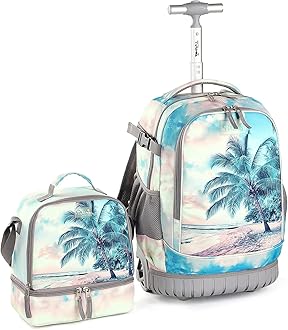 Rolling Backpack 19 inch with Lunch Bag Wheeled Laptop Backpack
