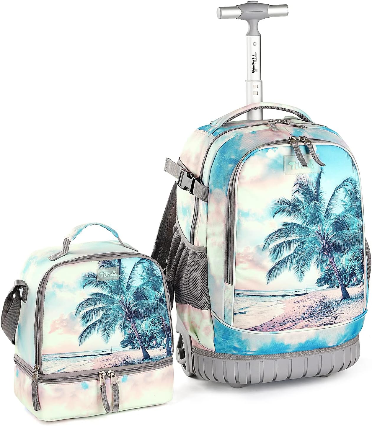 Tilami Rolling Backpack 18 inch with Lunch Bag Wheeled Laptop Backpack