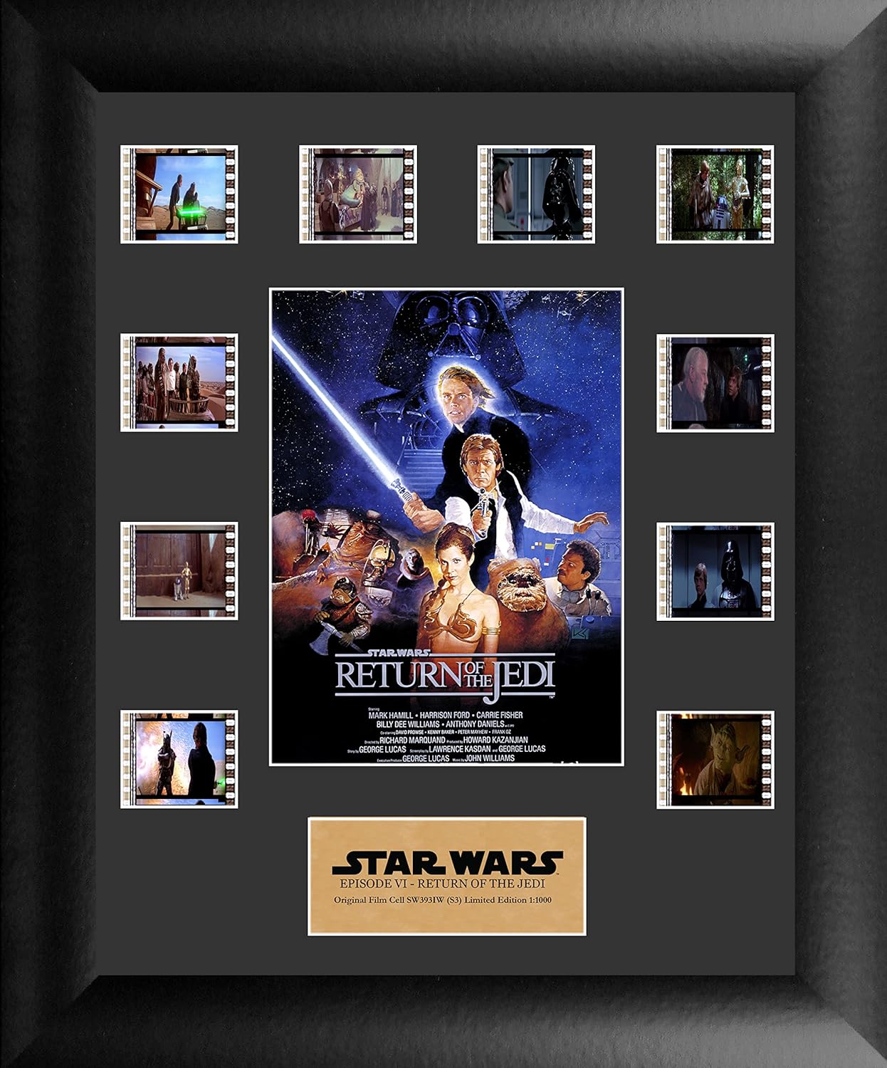 FILMCELLS Star Wars Episode VI Return of the Jedi 11” x 13” Mini Montage Framed Movie Presentation - Ten (10) 35 mm Limited Edition Officially Licensed Collectible SW393IW