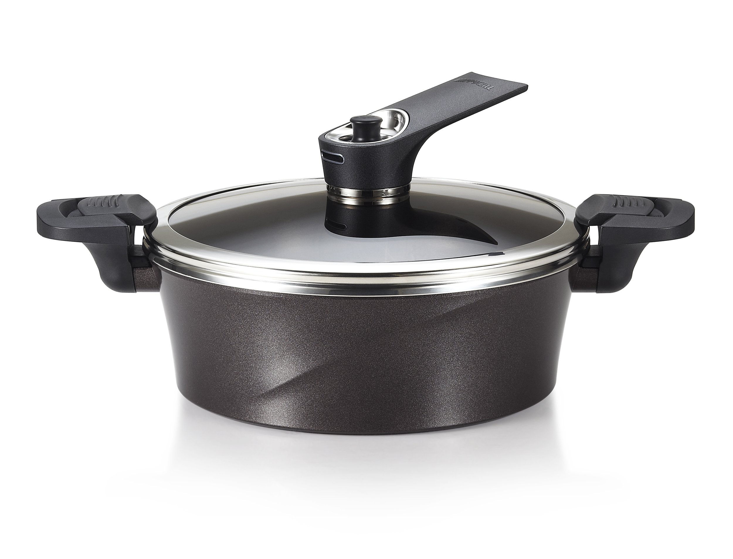 Happycall Vacuum Pot Glassview, Brown, Induction, Hard Anodized, Ceramic Nonstick, Dishwasher Safe, Rivet-Free, Stock Pot, Cookware (3-Quart wide)