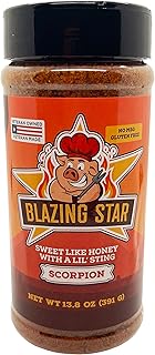 Blazing Star Scorpion Rub – Extra Spicy BBQ Rub with Trinidad Scorpion Peppers – Bold Seasoning for Ribs, Wings, Chicken, Pork, and Beef – Veteran Owned (13.8 oz)