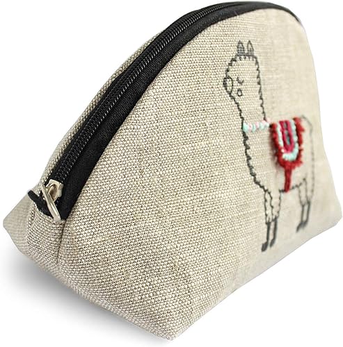 Miniatura 3 de Alpaca makeup bag Embroidered llama cosmetic purse Small beauty bag for women Linen zippered pouch