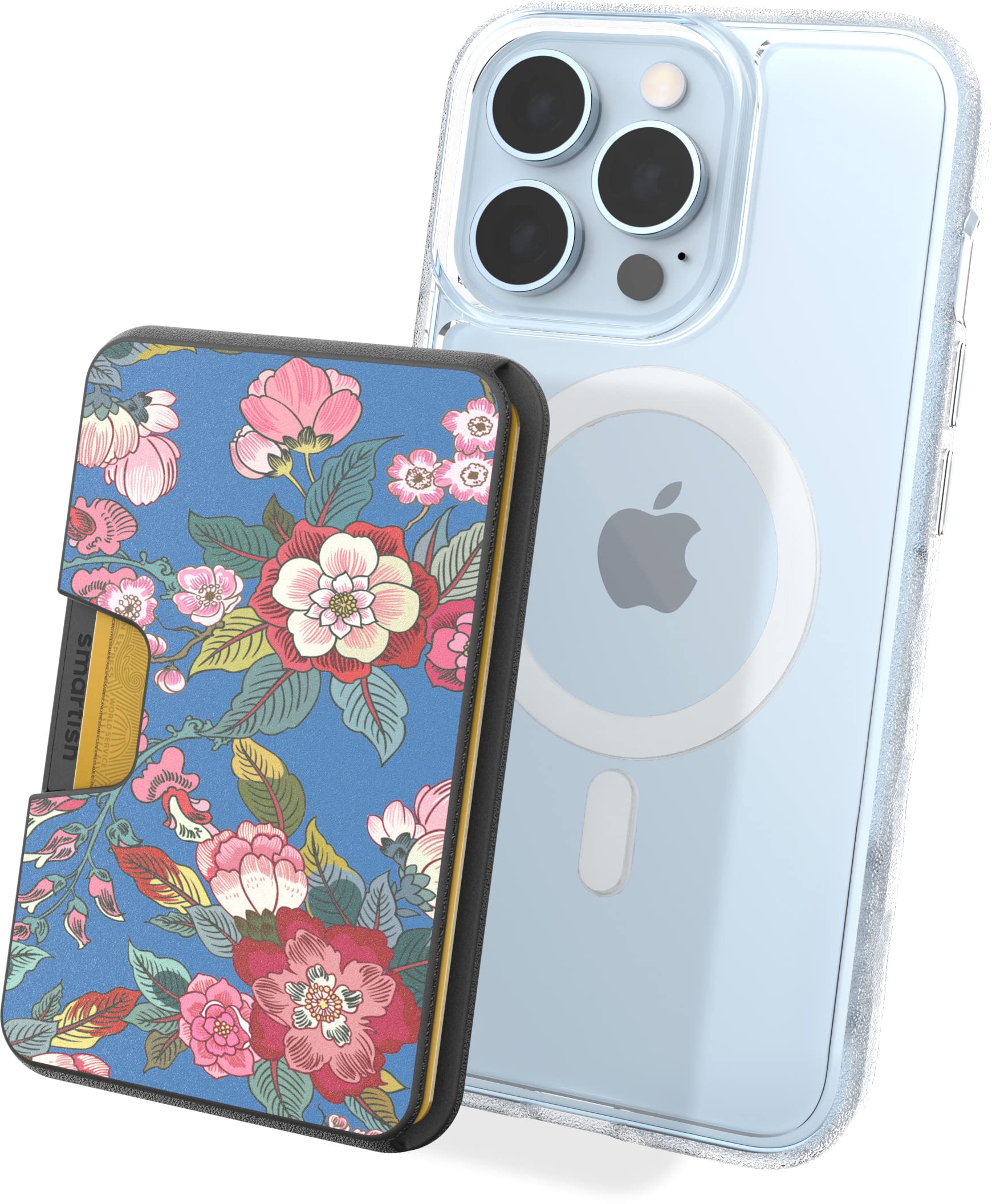 SmartishWallet for MagSafe iPhones - Side Hustle - Slim Detachable Magnetic Card Holder for Apple iPhone 17/16/15/14/13/12/13/12 - Flirty Floral