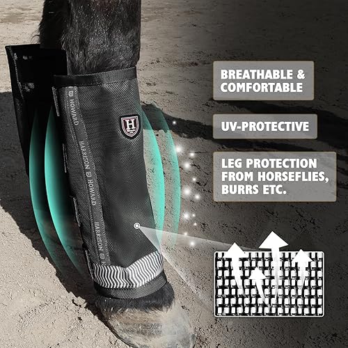Miniatura 4 de Harrison Howard Botas de caballo sueltas con protección UV, leggings de malla fina duraderos con tiras reflectantes (juego de 4)