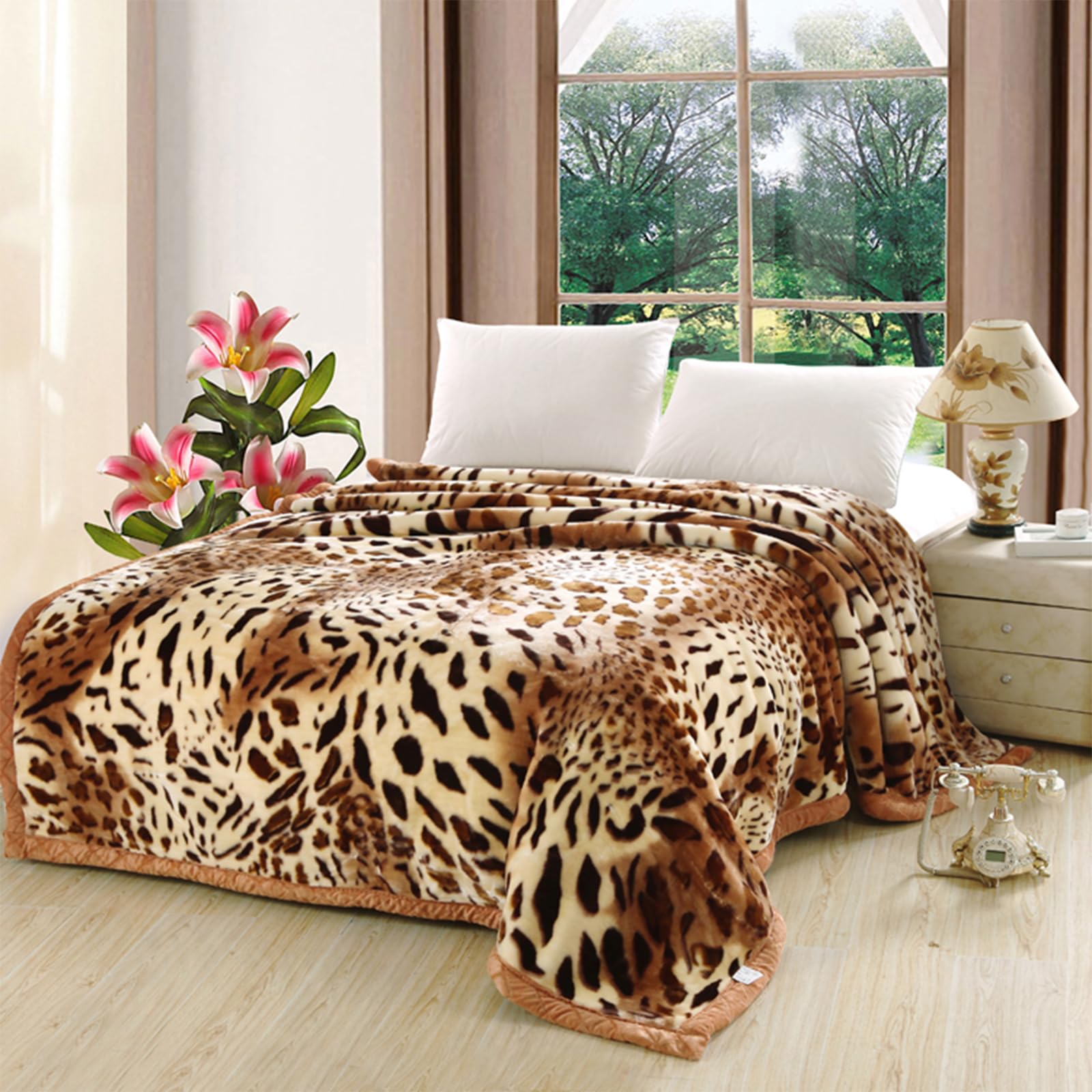 Heavy Warm Blanket, Korean Mink Blanket Thick 59 78 inch Plush  Leopard Weighted Bed Blanket Cozy Soft Sleepy Throw Blankets