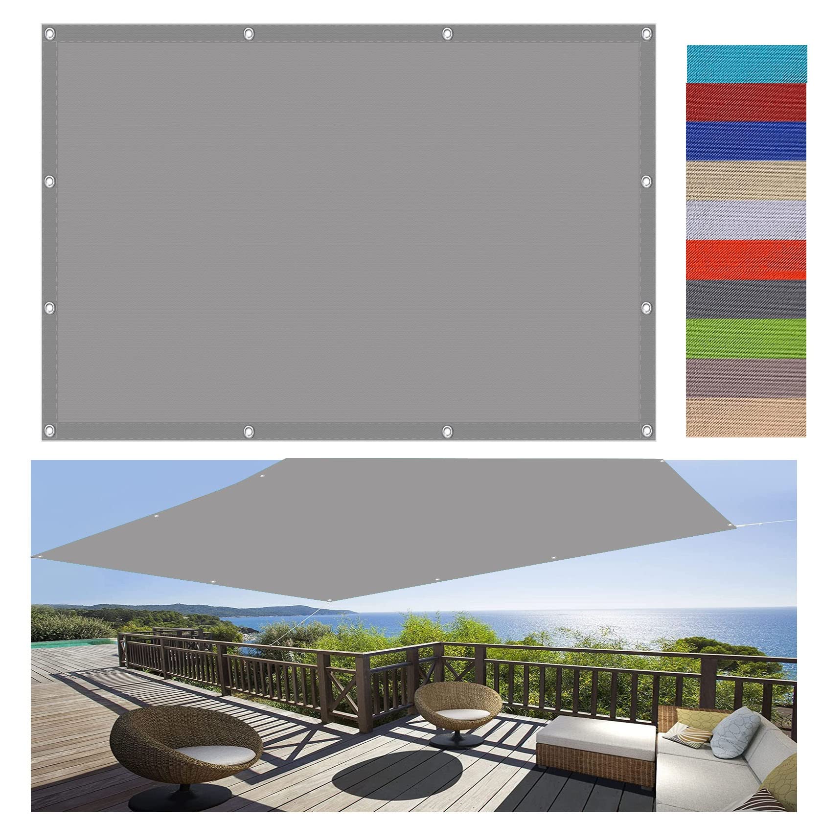 Toldo vela cuadrado 1.5x1.8m gris claro para patio y terraza