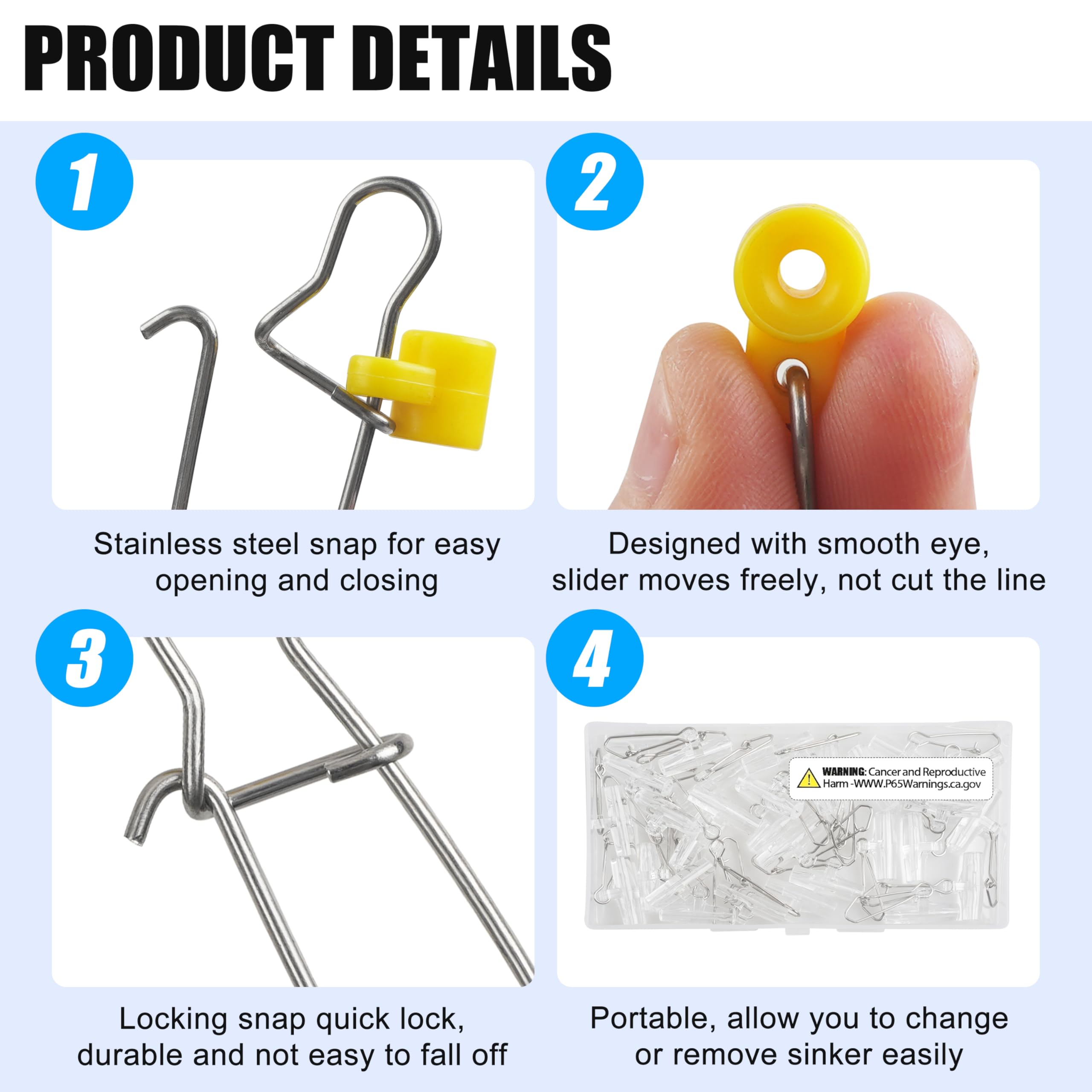 Snapklik.com : Sinker Slides Stainless Steel Fishing Line Clips