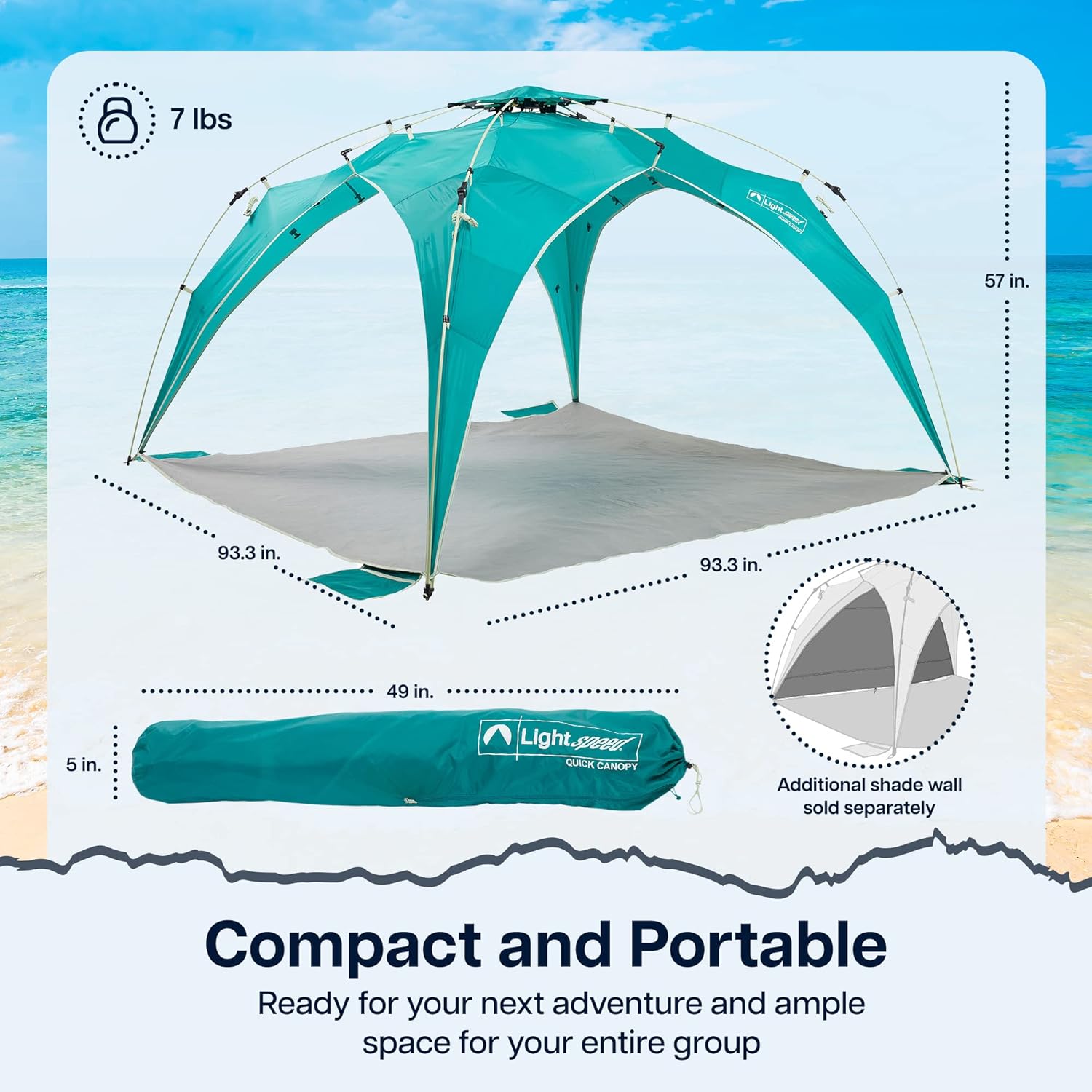 Lightspeed Outdoors Eco Quick Canopy, Beach Tent, Parasailing