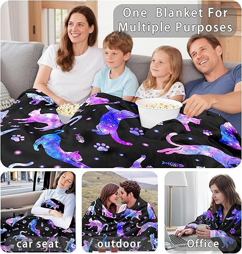 Miniatura 5 de Manta de Gato para Amantes de Gatos, Regalo Suave y Cálida de Franela, Manta de Gatos para Arropar, Regalo para Niñas, Mujeres, Niños, Adultos 50" X
