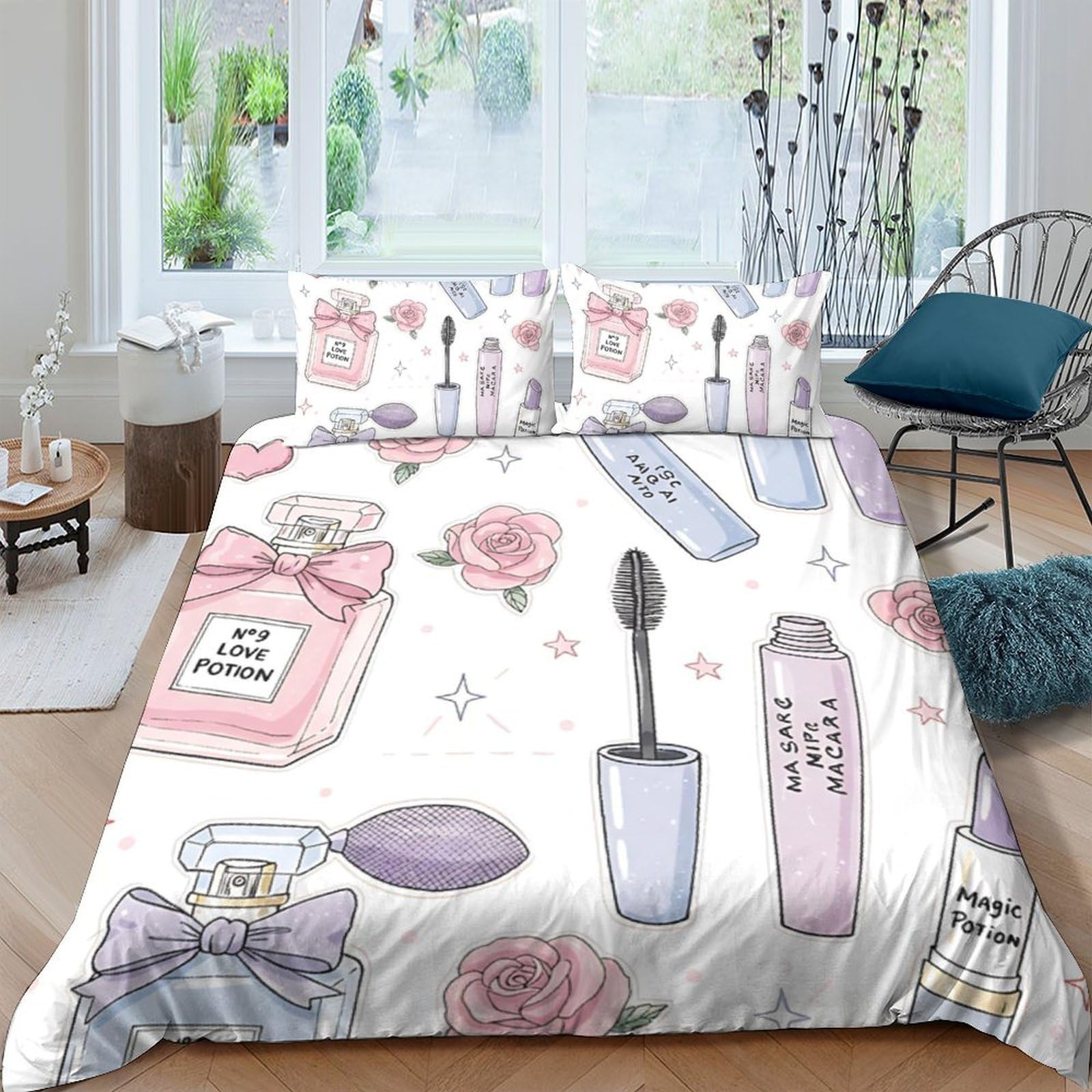 Housse de couette maquillage 3D en microfibre douce et respirante