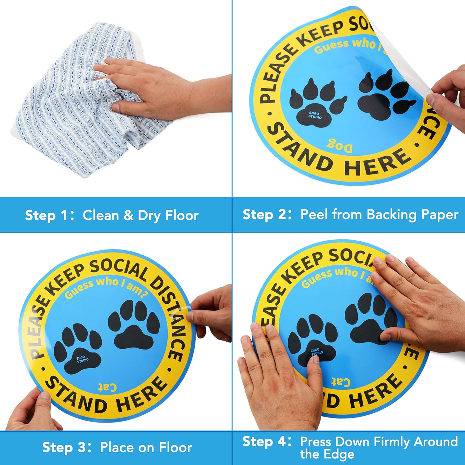 Tесh Dеаlѕ 🔥 48 Pack 12 Social Distancing Floor Stickers, Keep 6 Feet Distance Floor Sign, Please Wait Stand Here Label, 6 ft Vinyl PVC Public Decal, Footprint Marker for Kid, Crowd Control, Office, Classroom