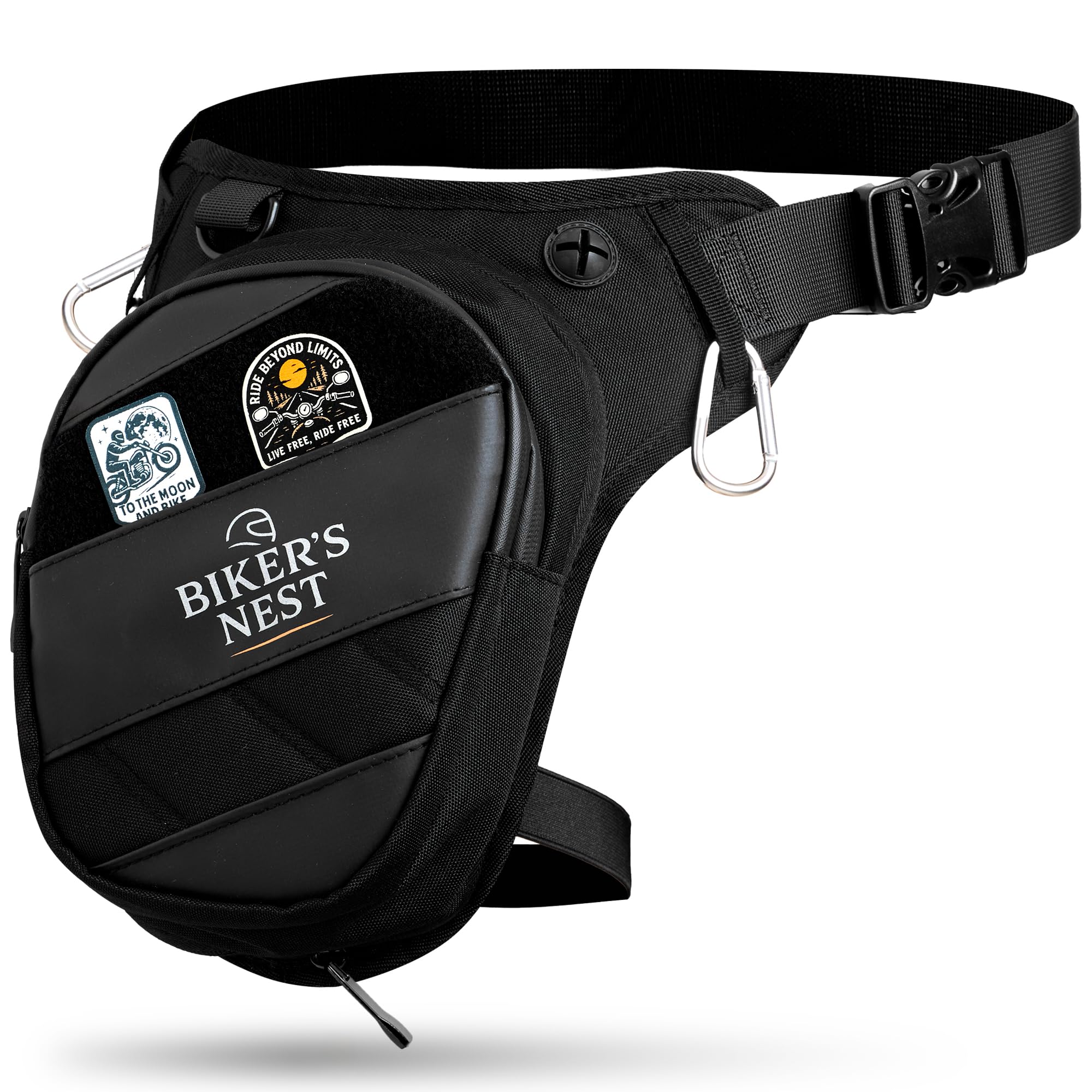 Marsupio Gamba Moto Espandibile, Borsa da Gamba Impermeabile Regolabile, Marsupio Oxford 900D con Pannello per Patch Personalizzabile