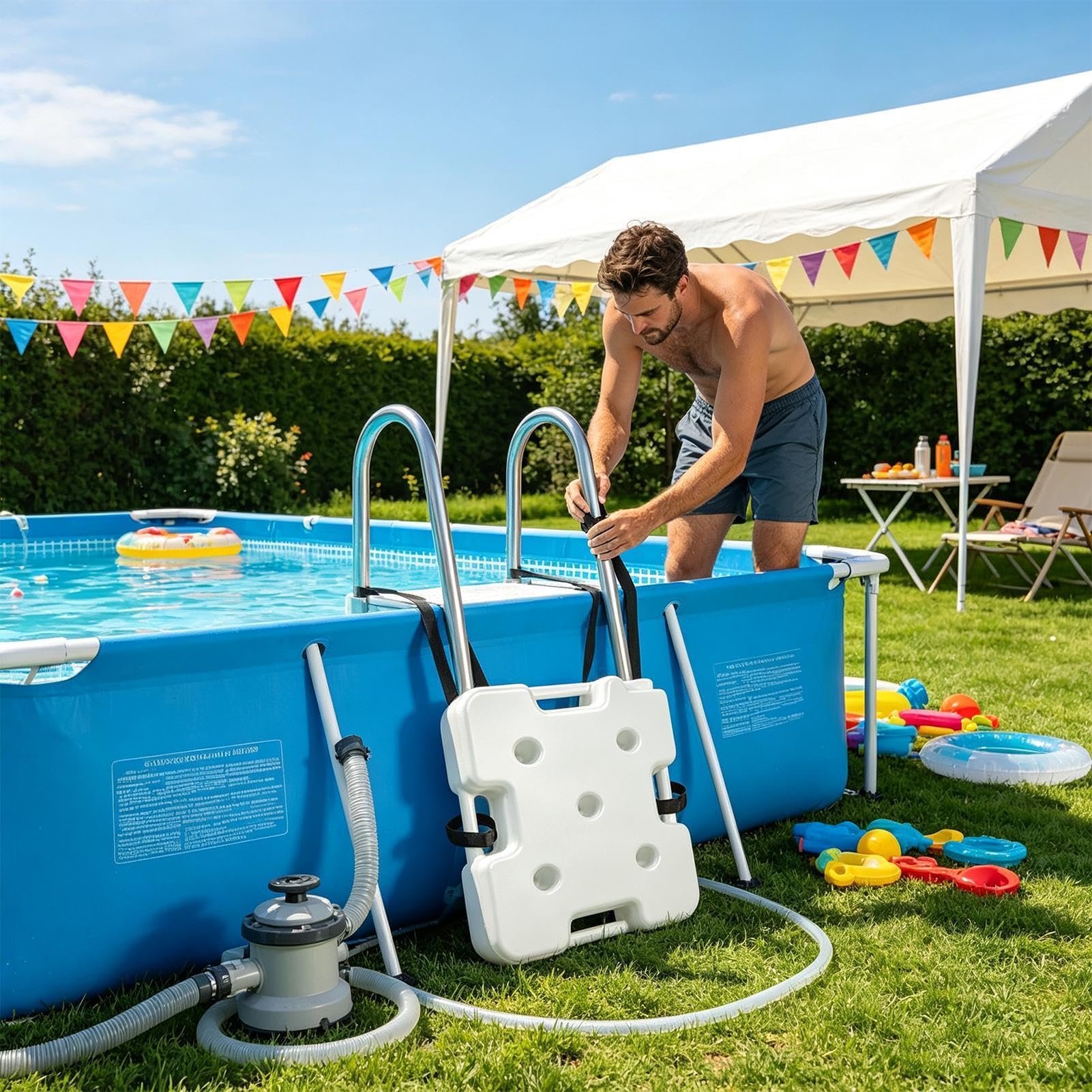 Lests De Marches Piscine Sac À Sable À Eau Réutilisable Remplissable avec 4 | Lests D'échelle Réutilisables Natation Extérieur Maison Jardin Arrière-Cour