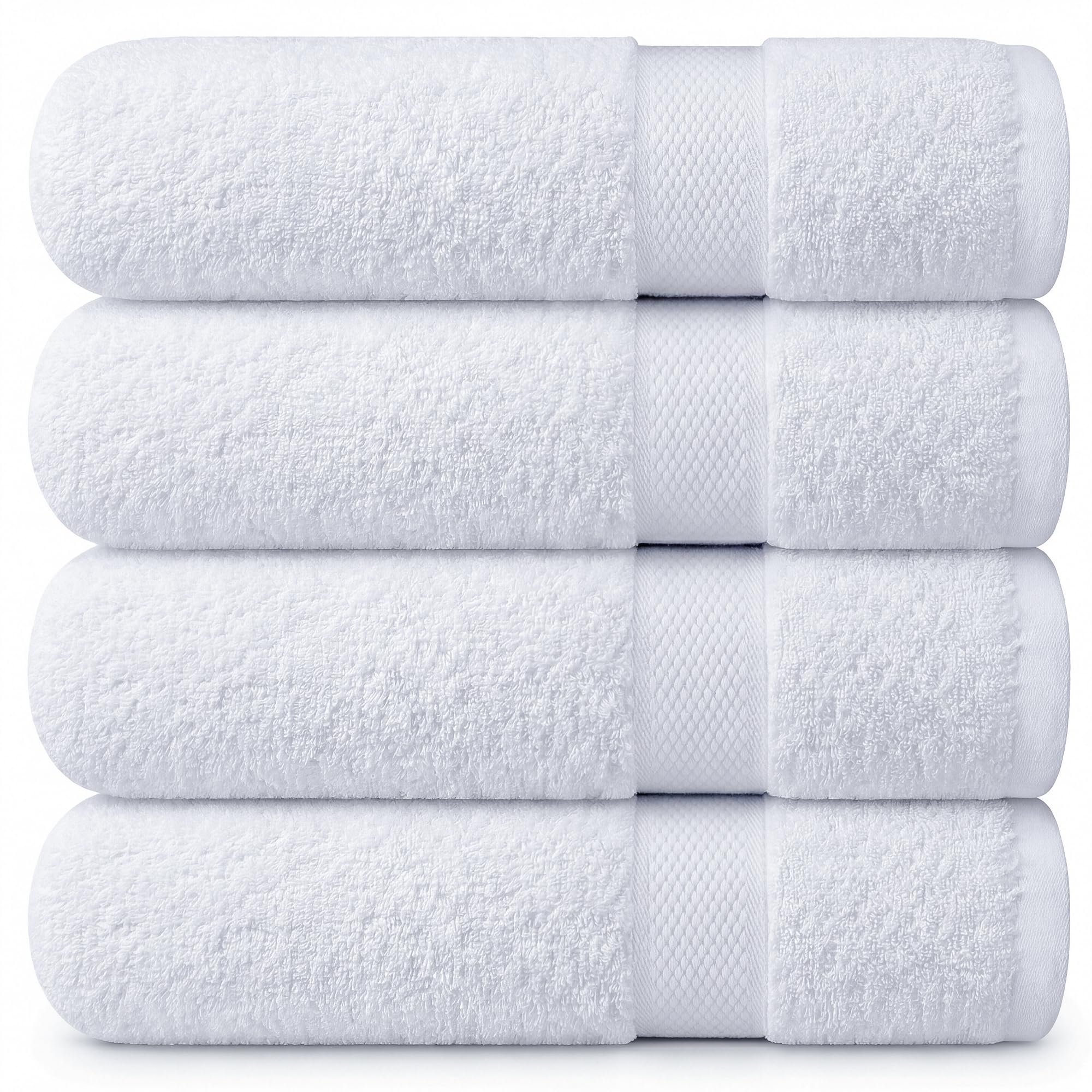 Infinitee Xclusives White Bath Towels Set of 4 (70x140 cm) - 100% Cotton, Super Absorbent, Quick-Dry Towels for Bathroom, Spa, Gym & Hotel