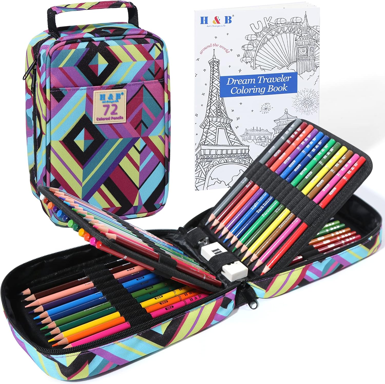 H & B Colouring Pencils 72 Colours Oil Based Coloured Pencils Drawing